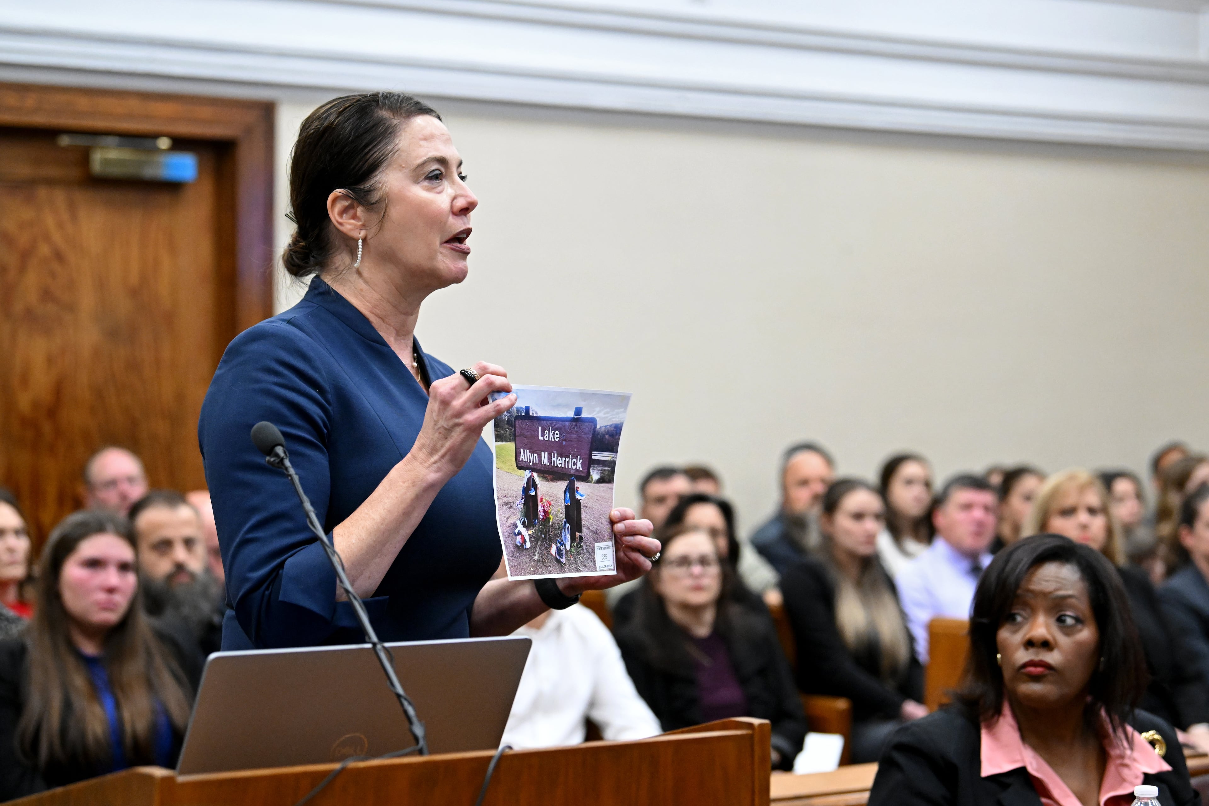 Prosecutor Sheila Ross addresses final comments to Superior Court Judge H. Patrick Haggard (not pictured) before the sentencing during a trial of Jose Ibarra at Athens-Clarke County Superior Court, Wednesday, November 20, 2024, in Athens. Jose Ibarra was found guilty of murder Wednesday in the February killing of nursing student Laken Riley on the University of Georgia campus. He was sentenced to life in prison without the possibility of parole. (Hyosub Shin / AJC)
