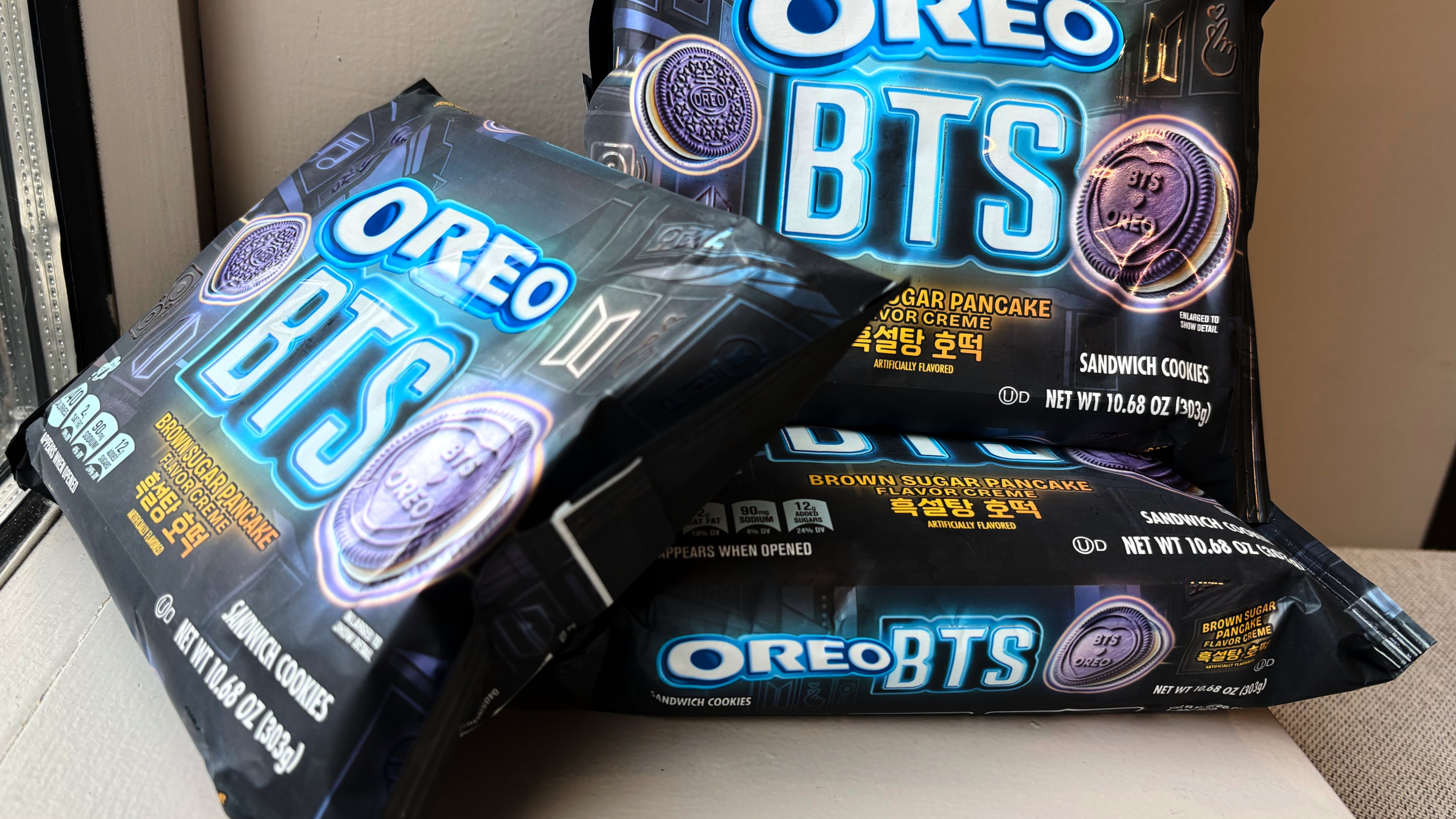 The new Oreo and BTS collaboration cookies are seen Monday, May 25, 2026, in New York. (AP Photo/Sydney Schaefer)