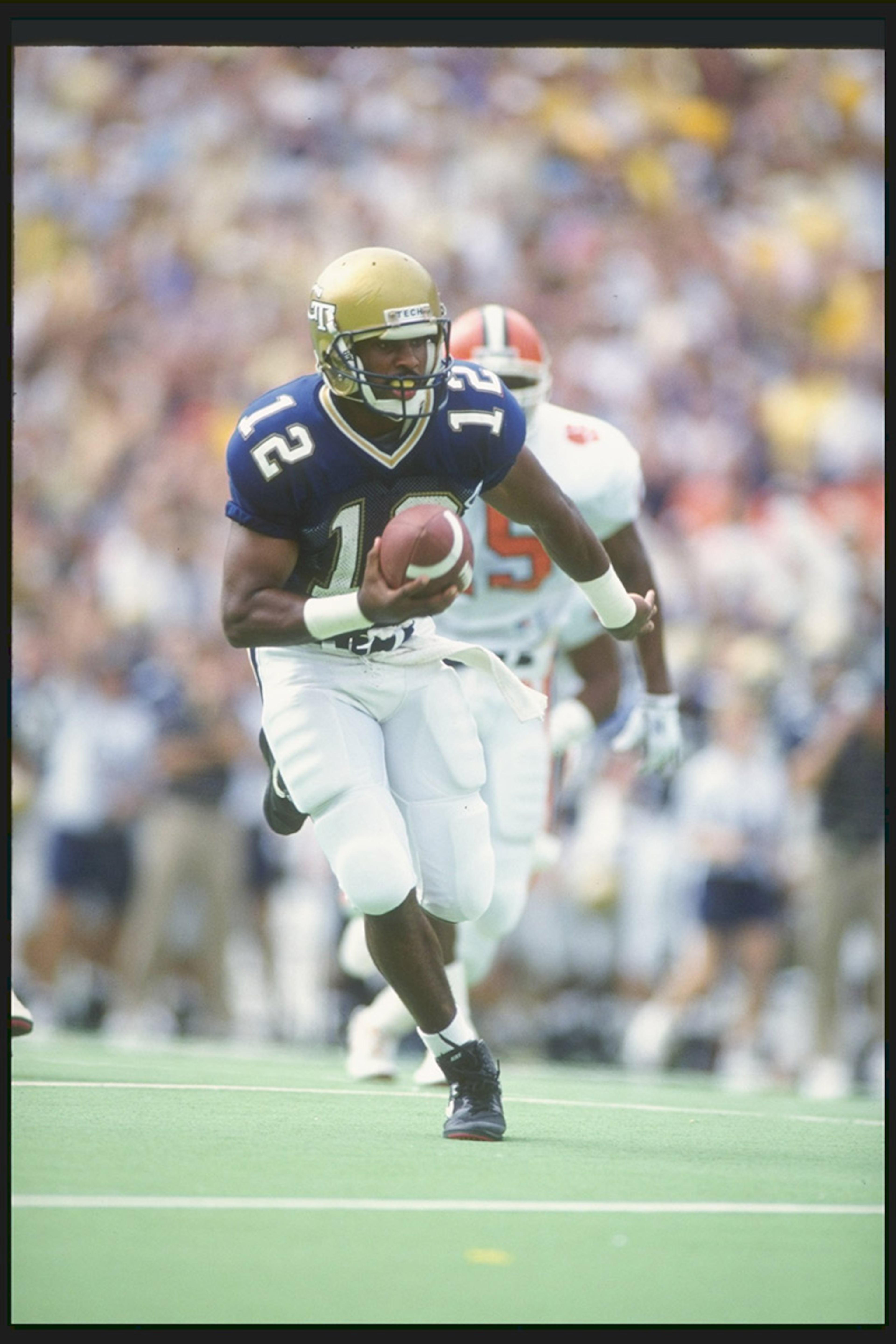 Georgia Tech wore navy blue jerseys with white pants for home games from 1988-91.