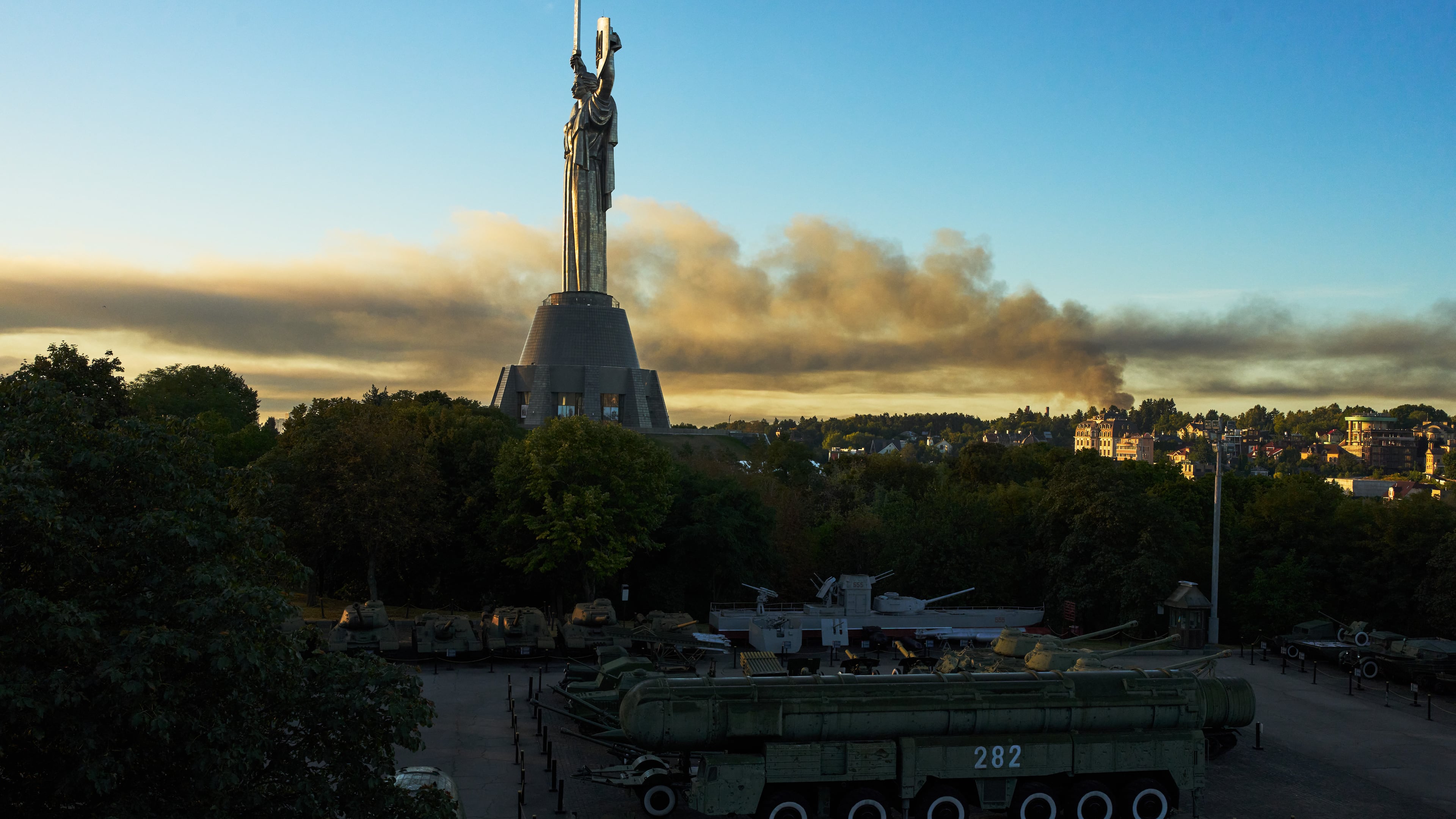 Smoke rises following a Russian missiles attack in Kyiv, Ukraine, early Tuesday, Sept. 8, 2026. (AP Photo/Francisco Seco)