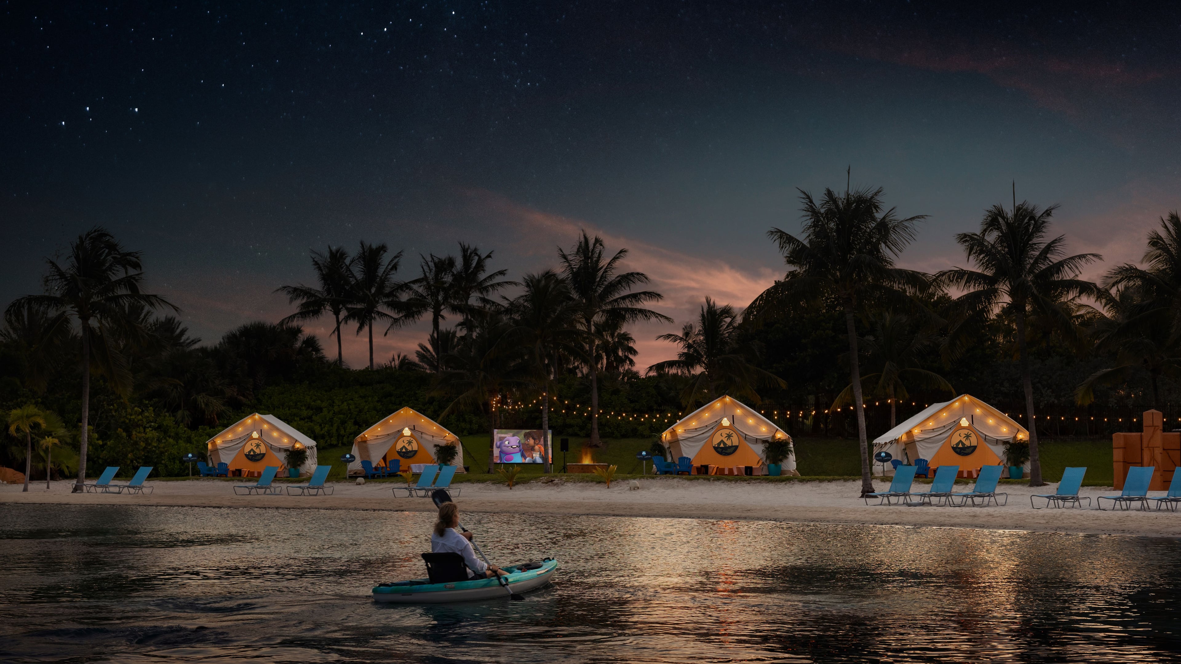 Atlantis Paradise Island's new Marine Life Camping Adventure shows a quieter side of the resort in a glamping environment that includes dolphin encounters. (Courtesy of Atlantis Paradise Island)