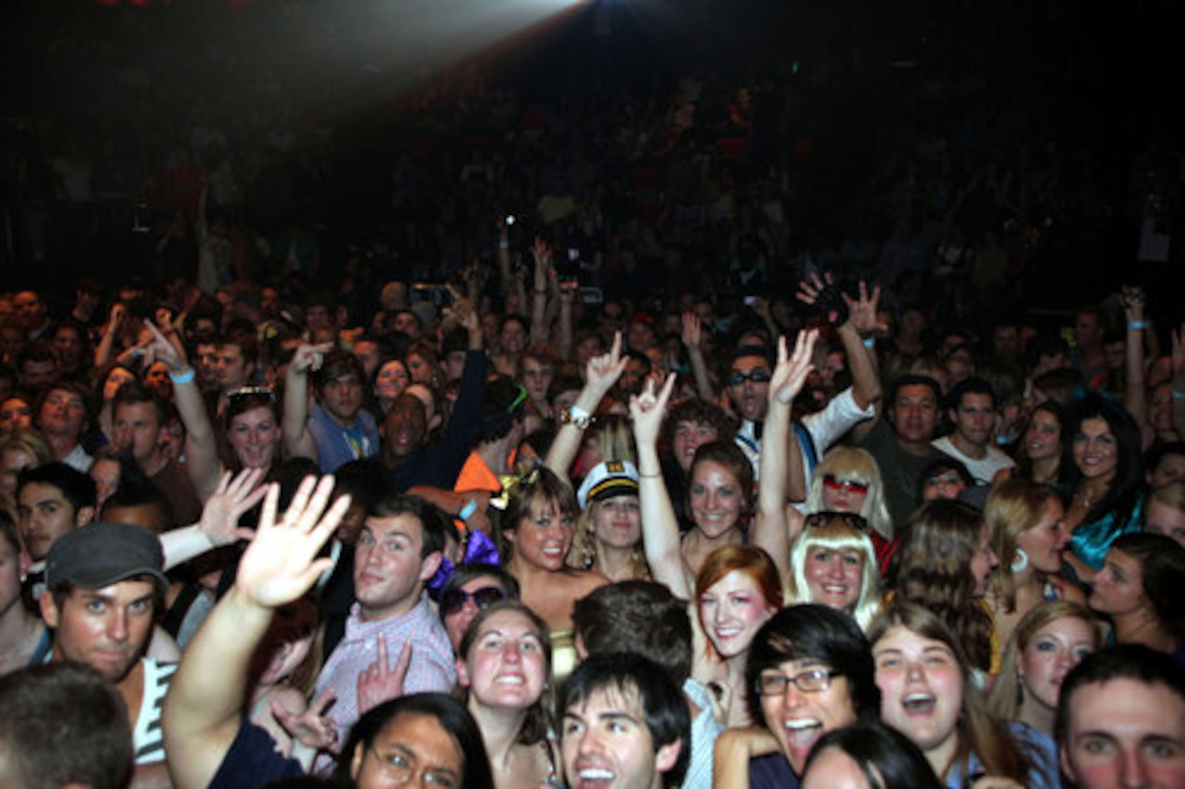 The crowds responds enthusiastically to the show.