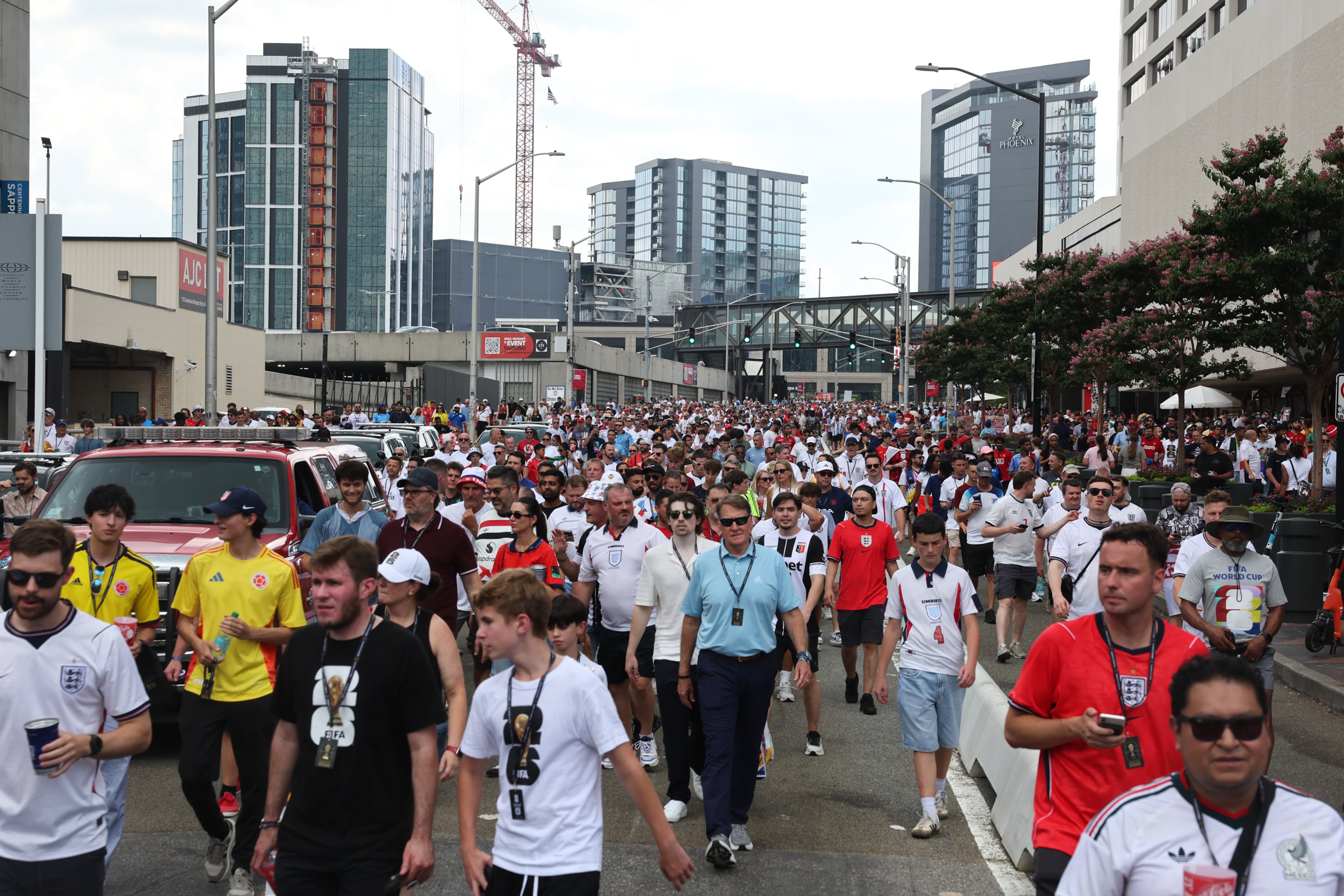 Fans leave Atlanta Stadium (Mercedes-Benz Stadium) after the England versus Congo FIFA World Cup game in Atlanta on July 1, 2026. (Arvin Temkar/AJC)