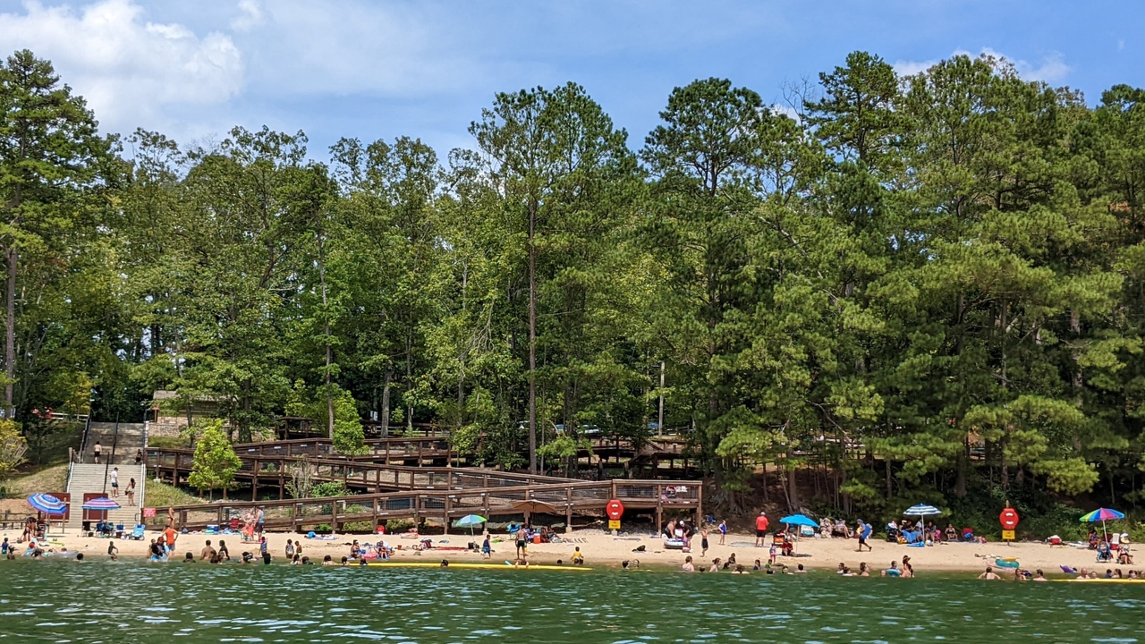 You’ll find a pristine beach in the southeastern portion of the park, where a roped-off area in the water lets kids and adults alike enjoy the lake from morning to night.