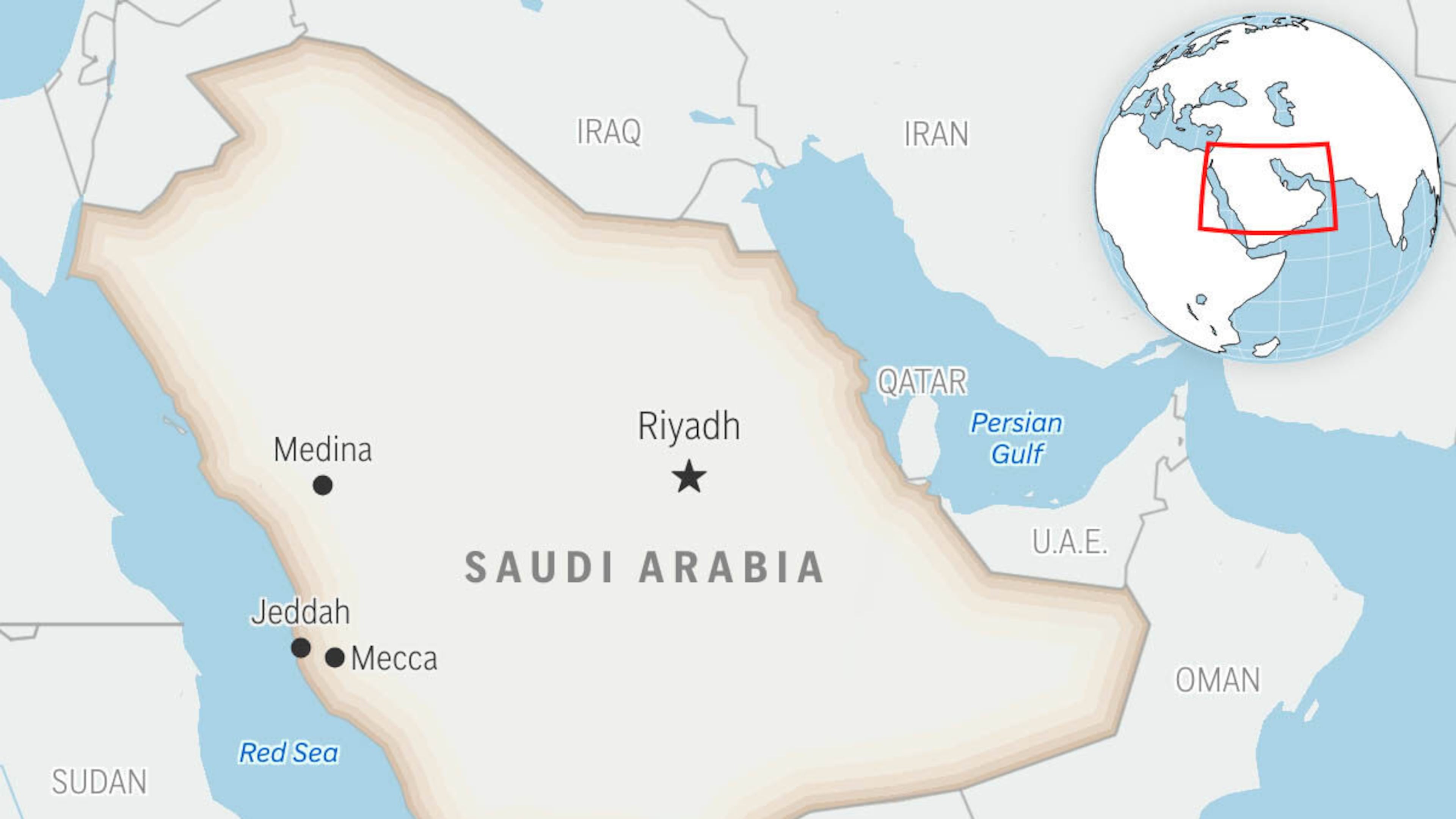 This is a locator map for Saudi Arabia with its capital, Riyadh. (AP Photo)