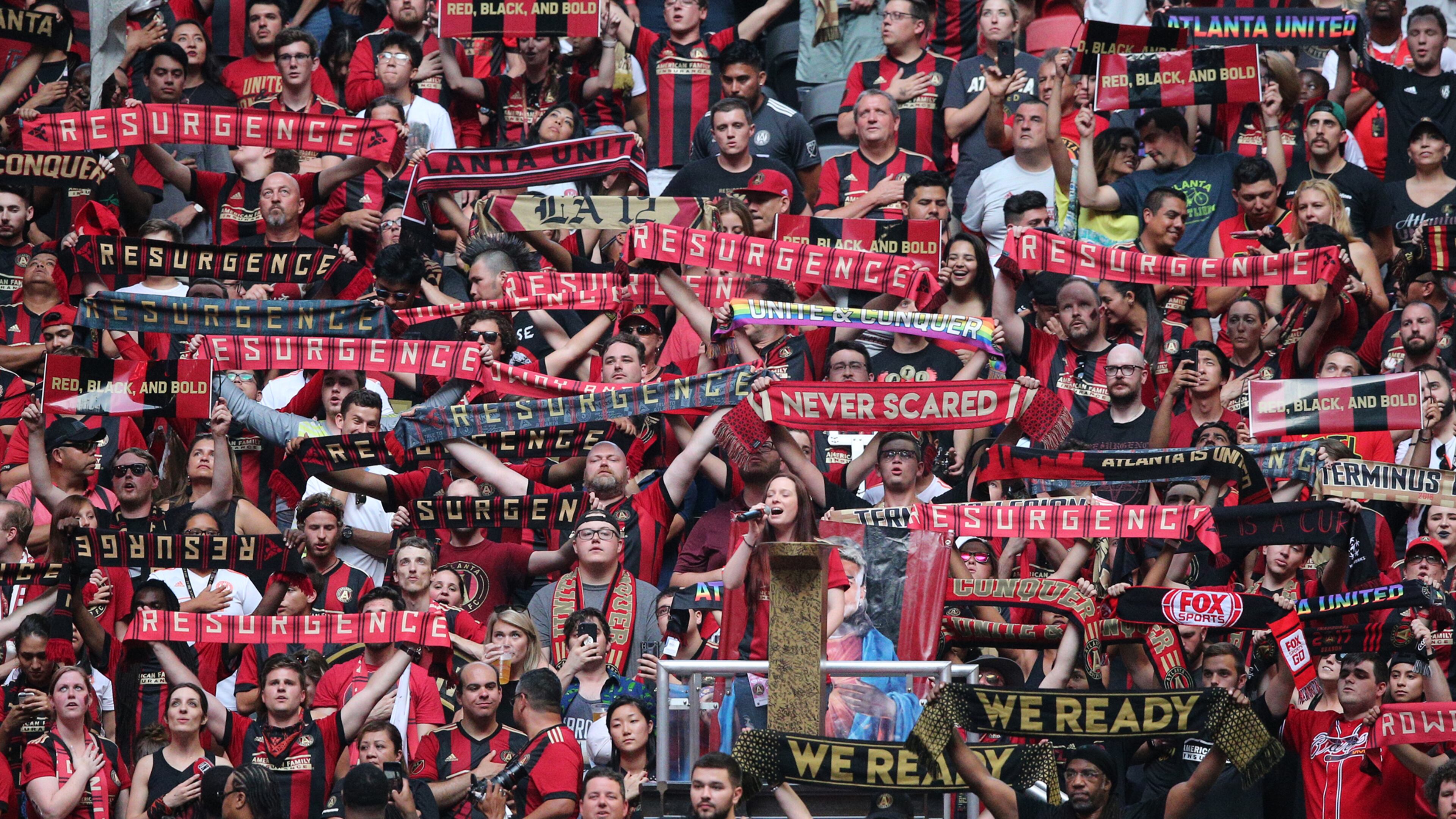 June 2, 2018 Atlanta: Atlanta United fans support their team against Philadelphia Union during the first half in a MLS soccer match on Saturday, June 2, 2018, in Atlanta. Curtis Compton/ccompton@ajc.com