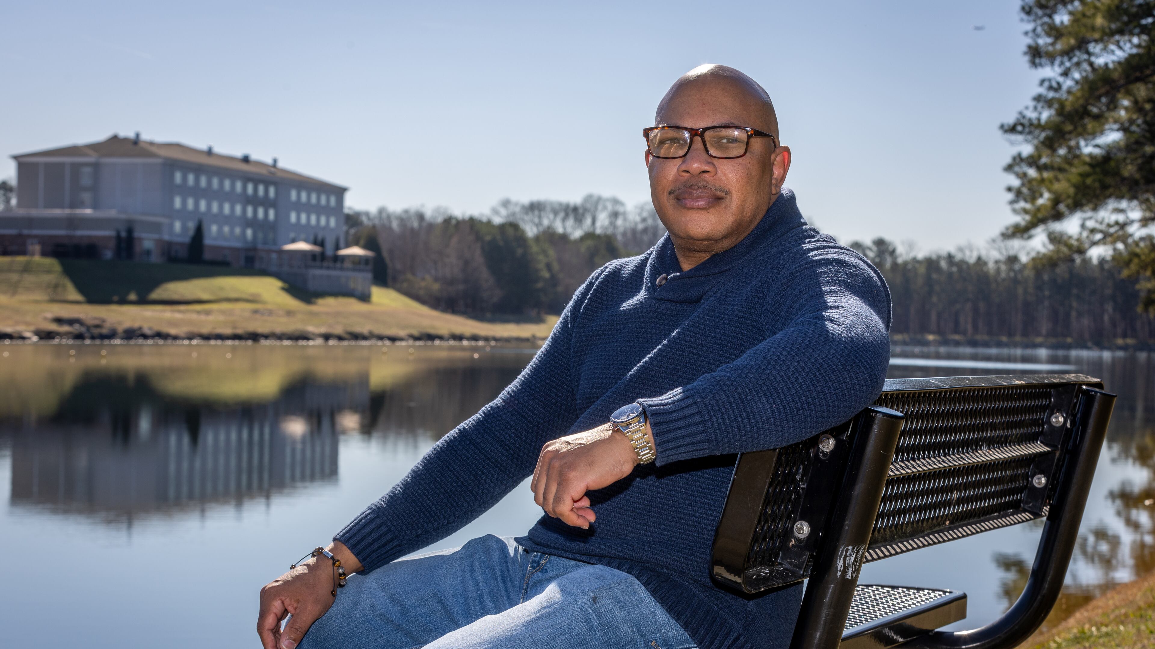 Chair of NPU-P Reginald Rushin poses at Community Lake Park in Atlanta on Tuesday, February 6, 2023. (Steve Schaefer/steve.schaefer@ajc.com)