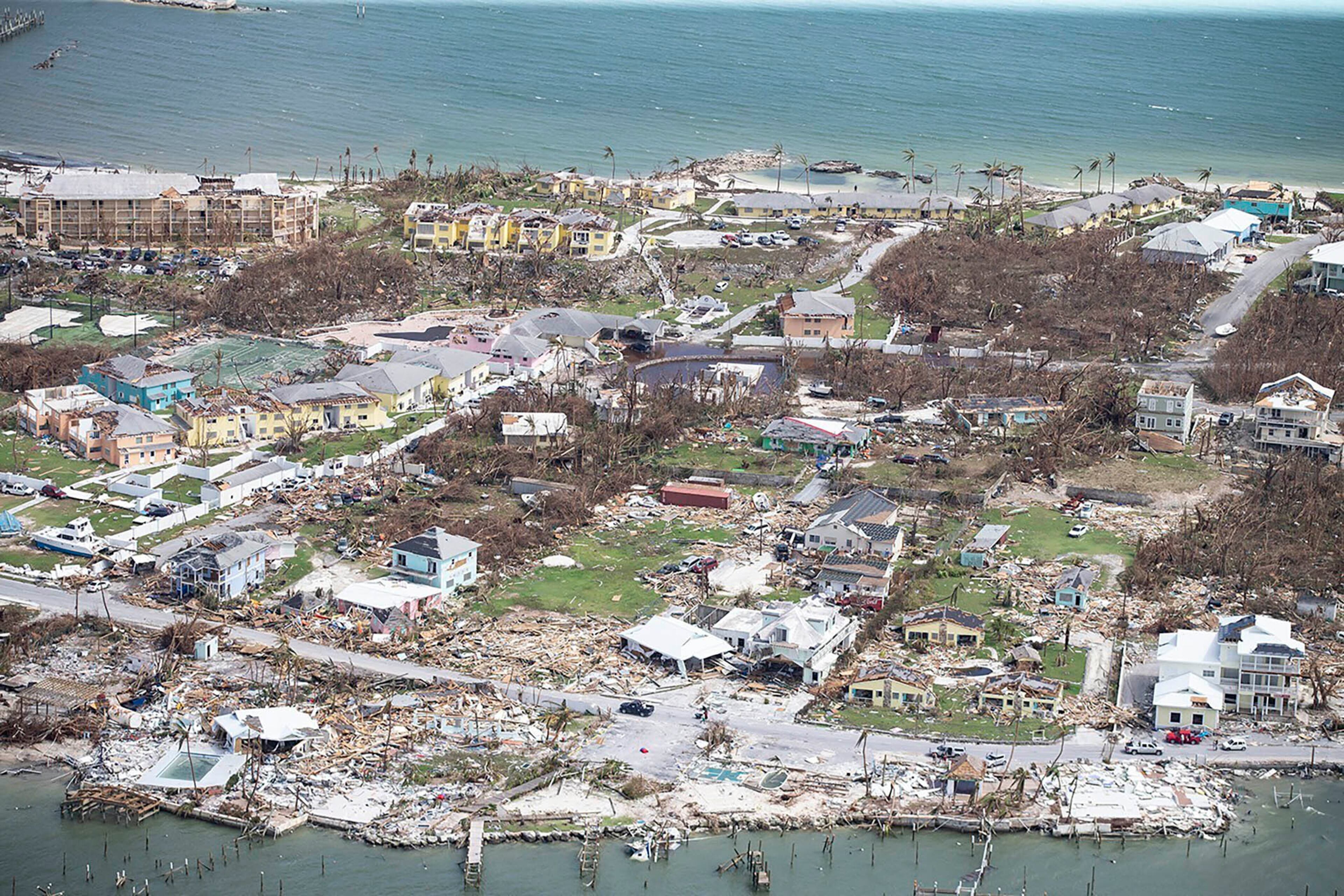 Destruction from Hurricane Dorian at Marsh Harbour in Great Abaco Island, Bahamas on Wednesday, Sept. 4, 2019. (Al Diaz/Miami Herald via AP)