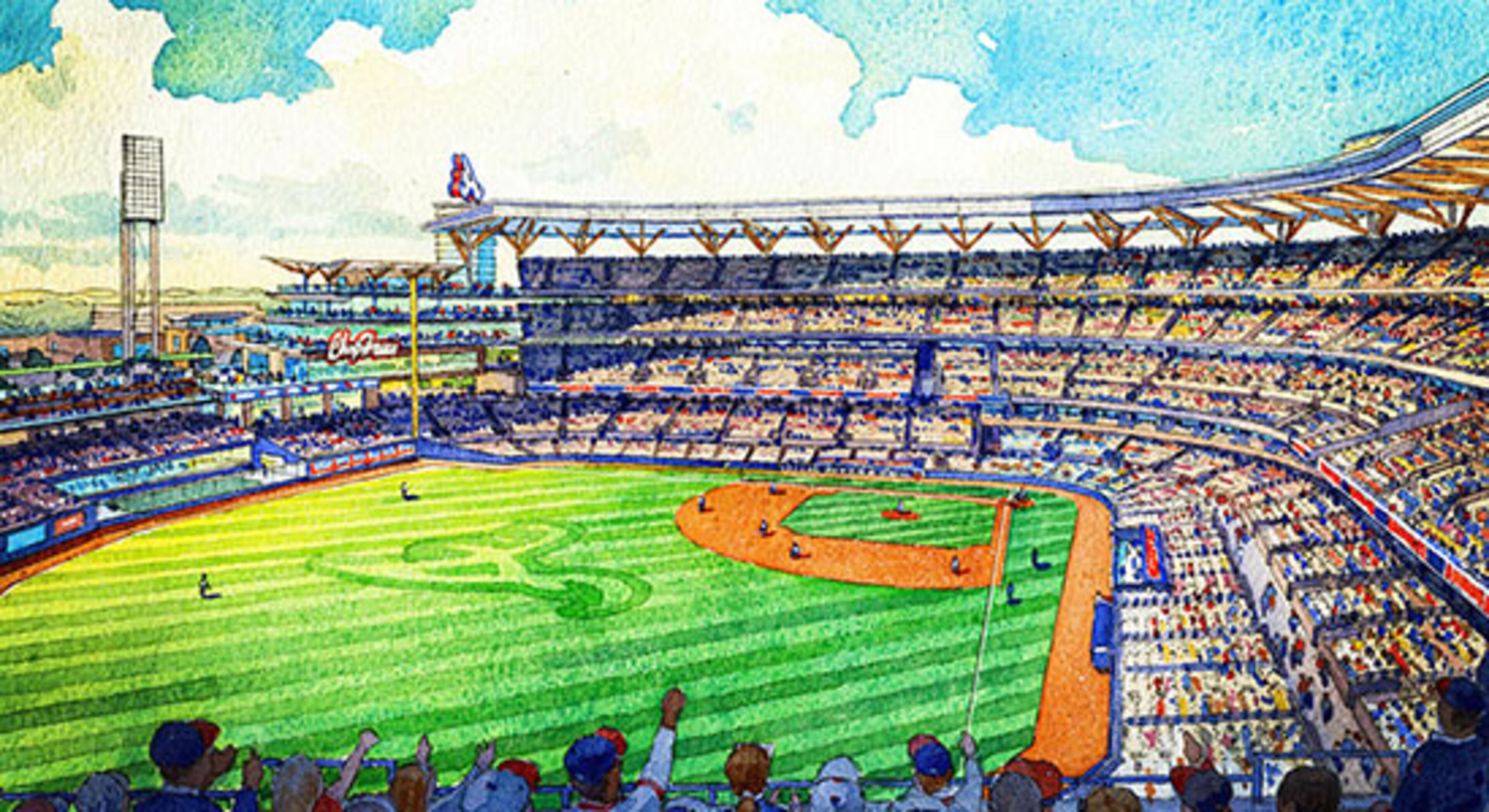 The ballpark is designed with the fans in mind. With 41,500 seats, the more intimate configuration maximizes sightlines and elevations, placing a higher percentage of seats closer to the field than any other ballpark in Major League Baseball. A 90-foot roof – three times the size of our current roof – and air conditioning on every level will ensure that a majority of fans are cool on hot summer days. Youngsters will be able to run the bases on a mini-field in the kids zone adjacent to the ballpark. The popular Chop House will not only overlook the action on the field, but the action on the plaza outside the front gate. -- The Atlanta Braves