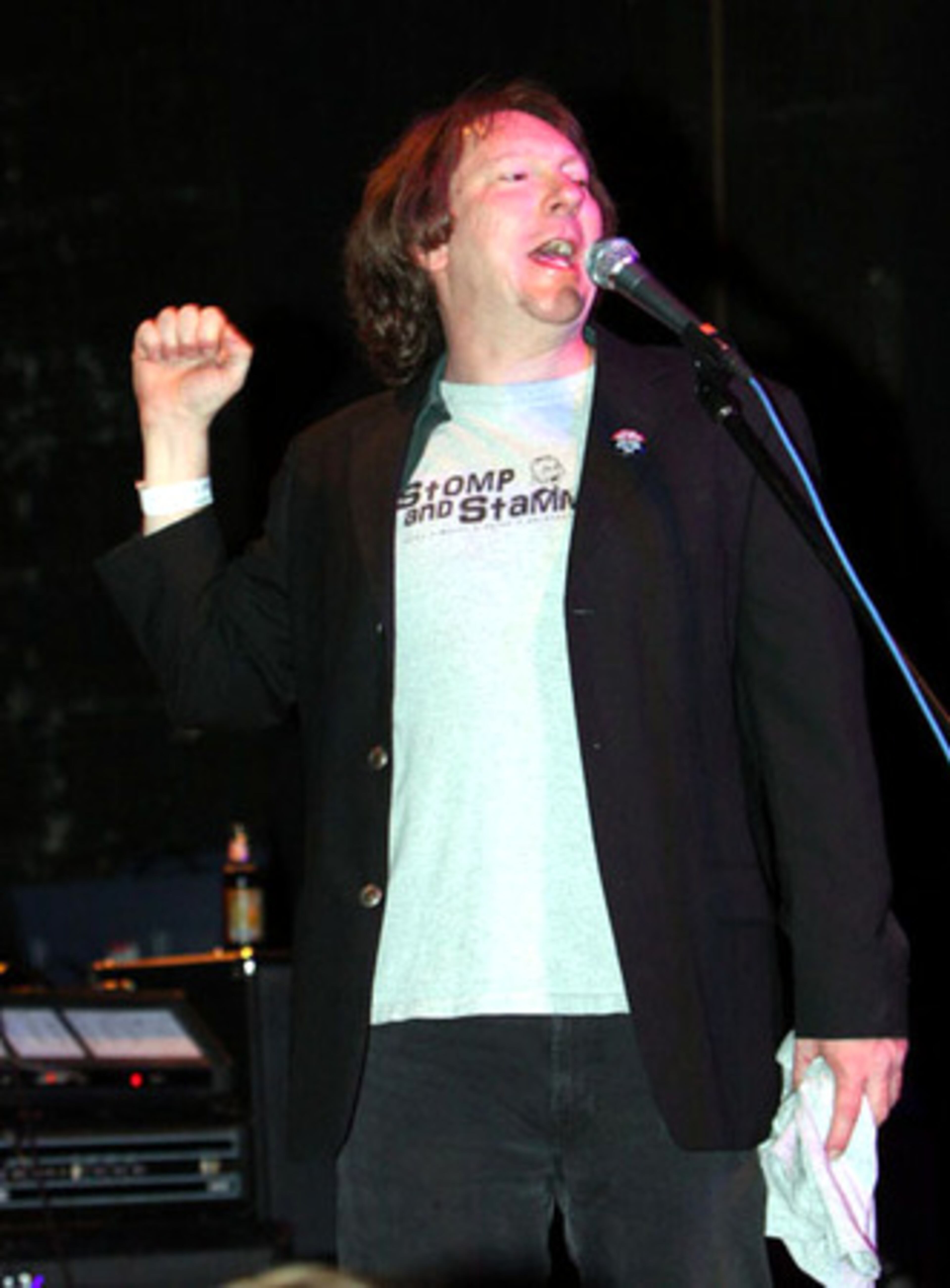 Jeff Clark thanks the sold-out crowd of indie music fans for supporting Stomp and Stammer for 11 years.