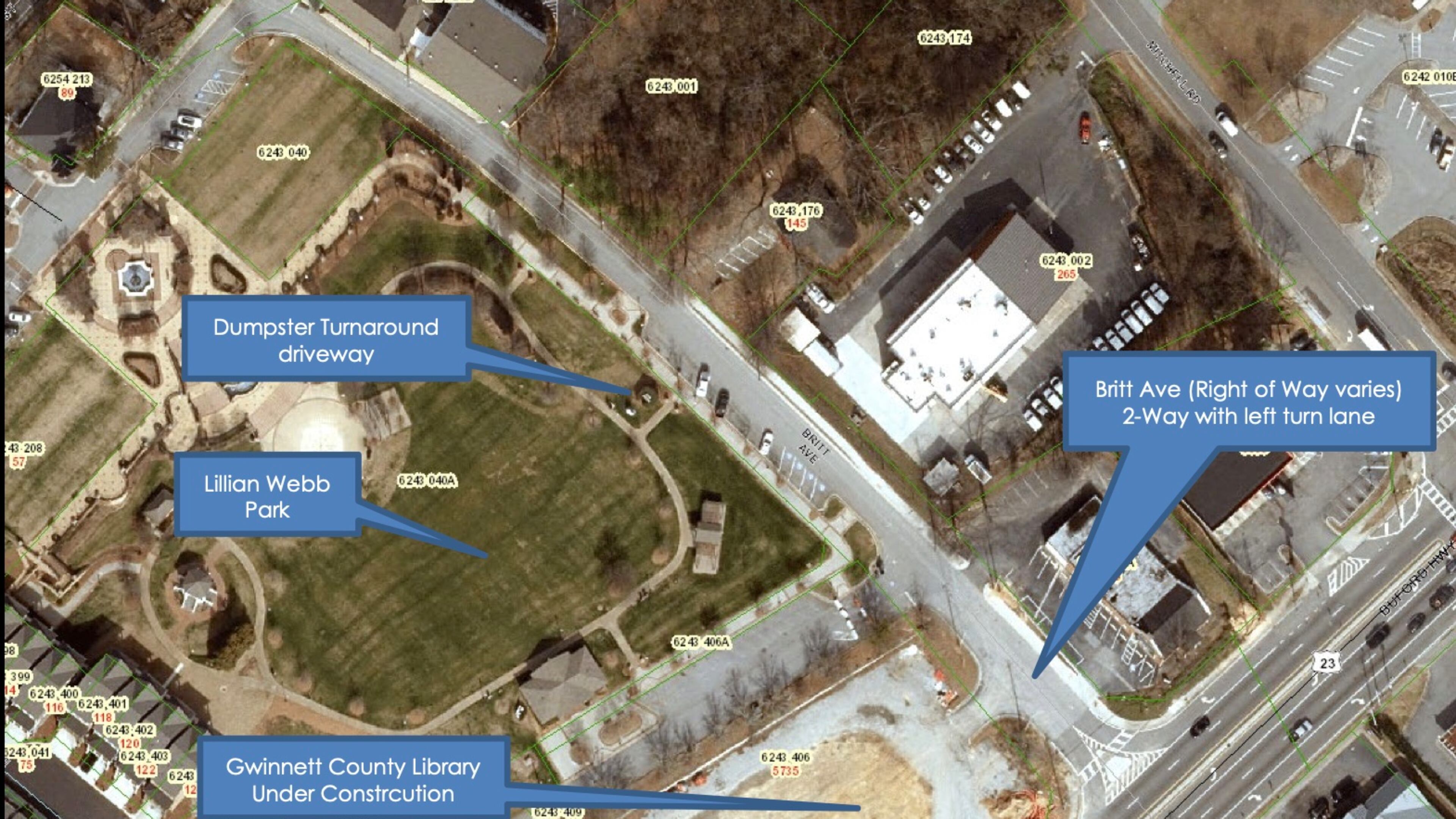 Norcross will reopen half of Britt Avenue as a one-way street from College Street to Buford Highway. The city will keep a two-way configuration from the intersection of Britt Avenue at Buford Highway to a drop off driveway turnaround and Mi Pilon Restaurant. (Courtesy City of Norcross)