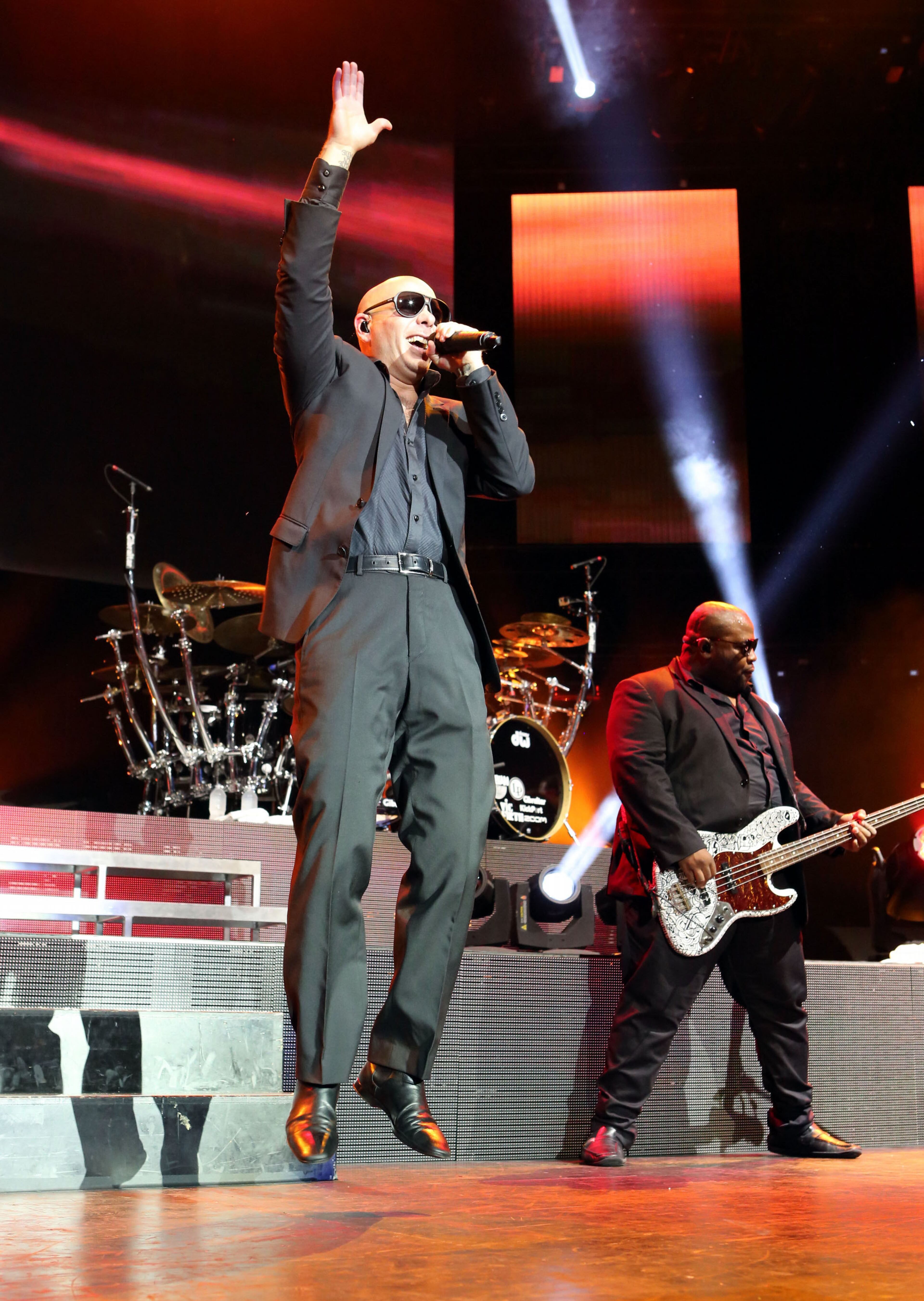 Pitbull, performs "Hey Baby (Drop It To The Floor)" at Aaron's Amphtiheatre at Lakewood in Atlanta Thursday, June 27, 2013.