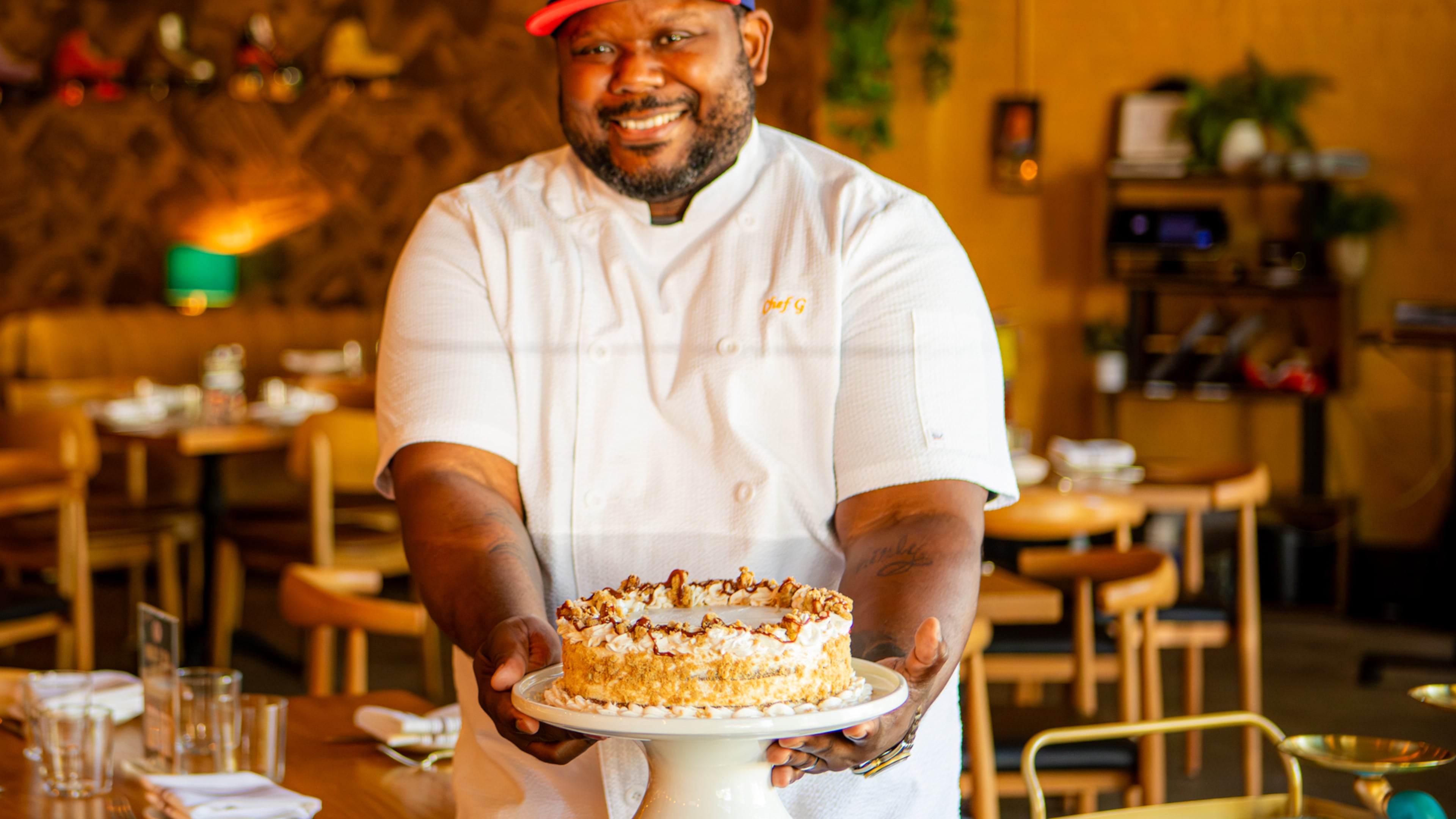 Executive chef Gary Caldwell with Marcus Bar & Grille creates a seasonal Butternut Squash Spice Cake with Brown Butter Buttercream. (Aaliyah Man for the AJC)