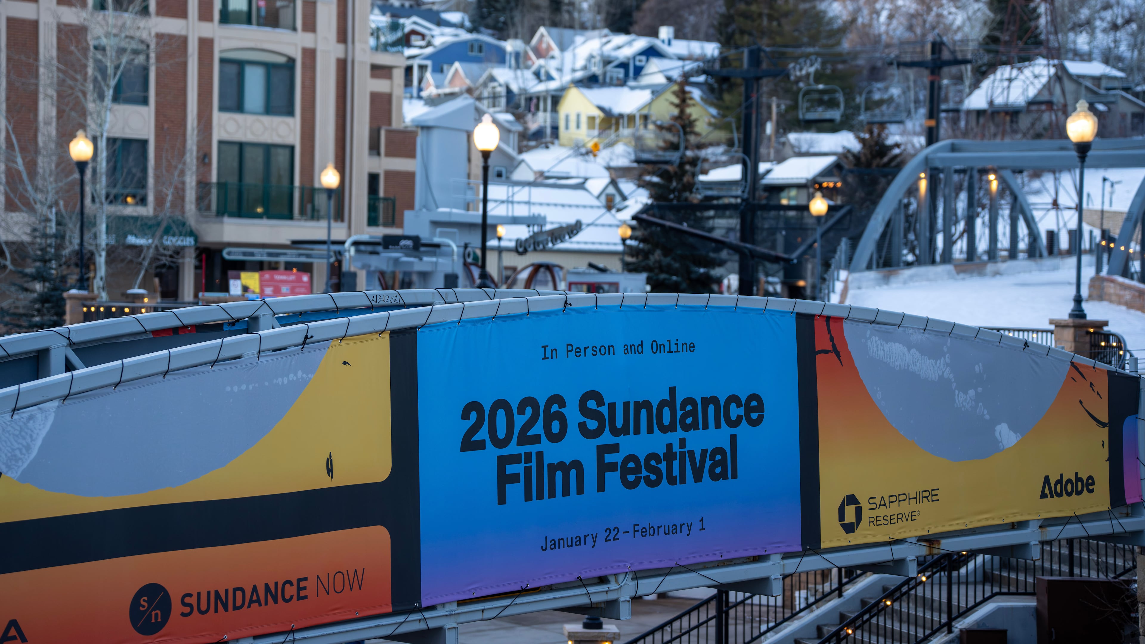 A sign promotes the 2026 Sundance Film Festival on Thursday, Jan. 22, 2026, in Park City, Utah. (Photo by Charles Sykes/Invision/AP)