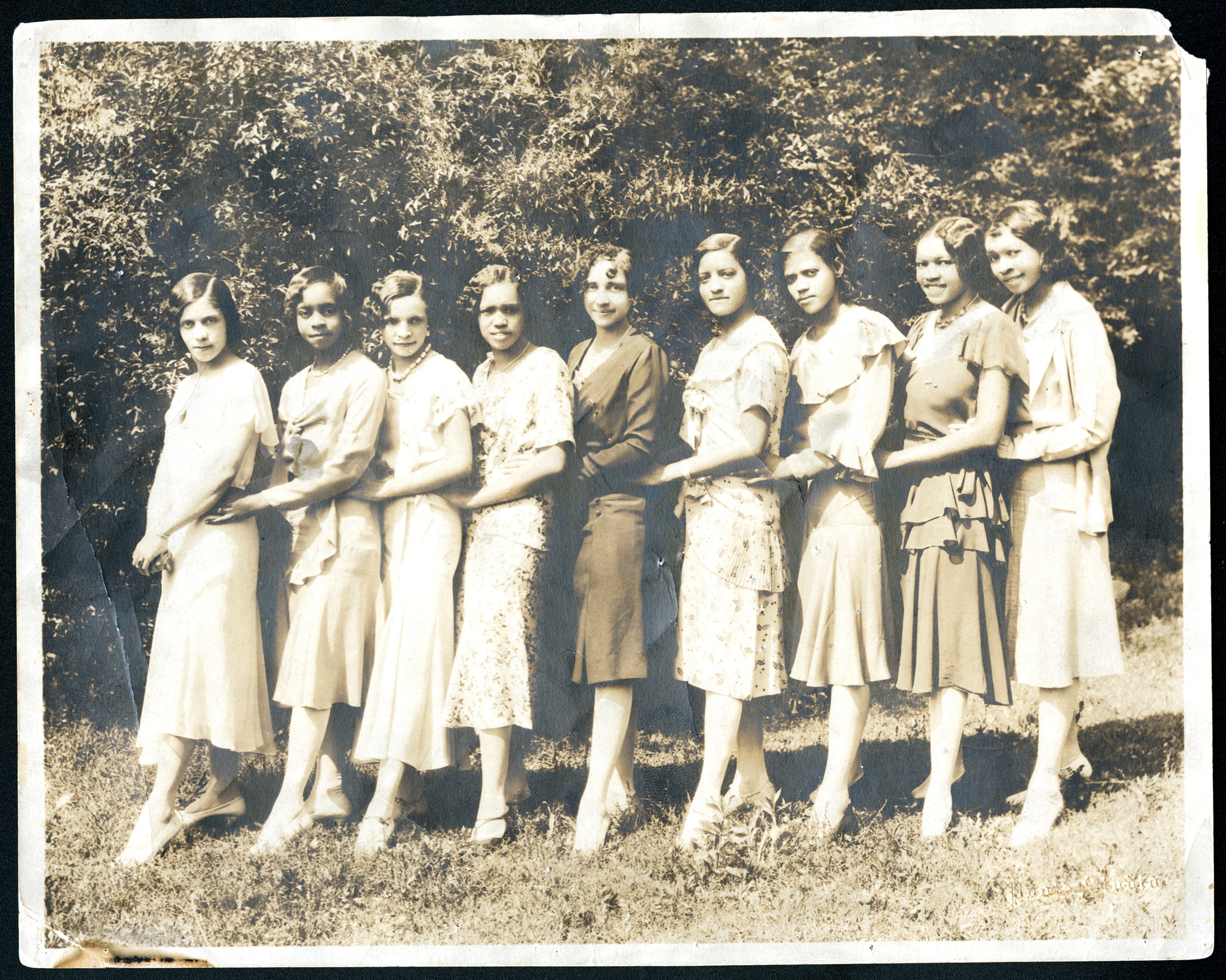 For 103 years hundreds of thousands of college women have crossed the burning sands to arrive at Delta Sigma Theta Sorority, Inc. Whether they were Pyramids or Ducks or carried elephants, the crimson and cream has always been strong. In an undated photograph from the 1930s, members of Delta Sigma Theta Sorority at Clark College strike a magnificent pose. Chartered on May 6, 1931, the Sigma Chapter is one of the country's oldest undergraduate Delta chapters.