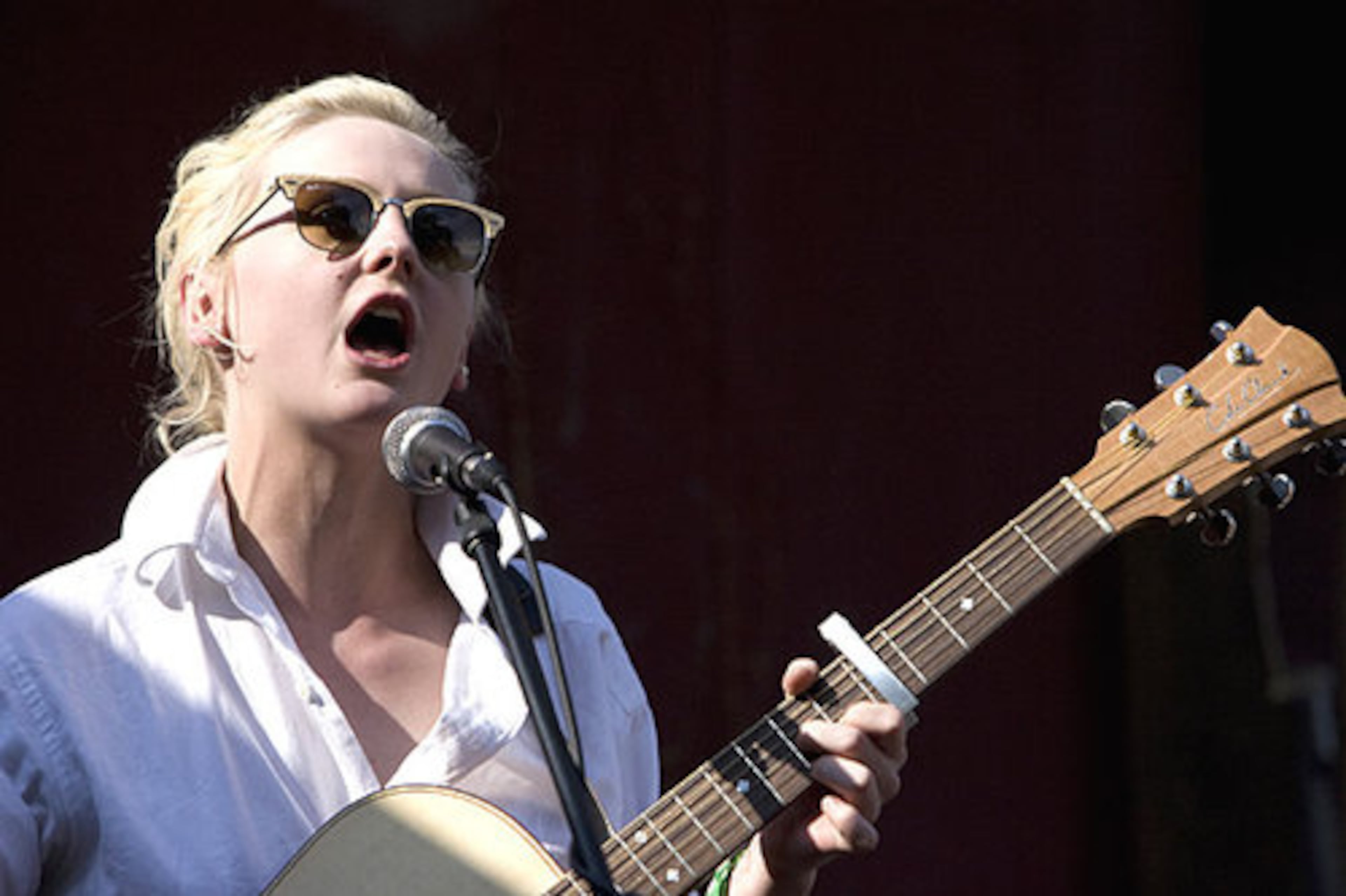 Laura Marling sings at a party at Red House Pizzeria during SXSW.