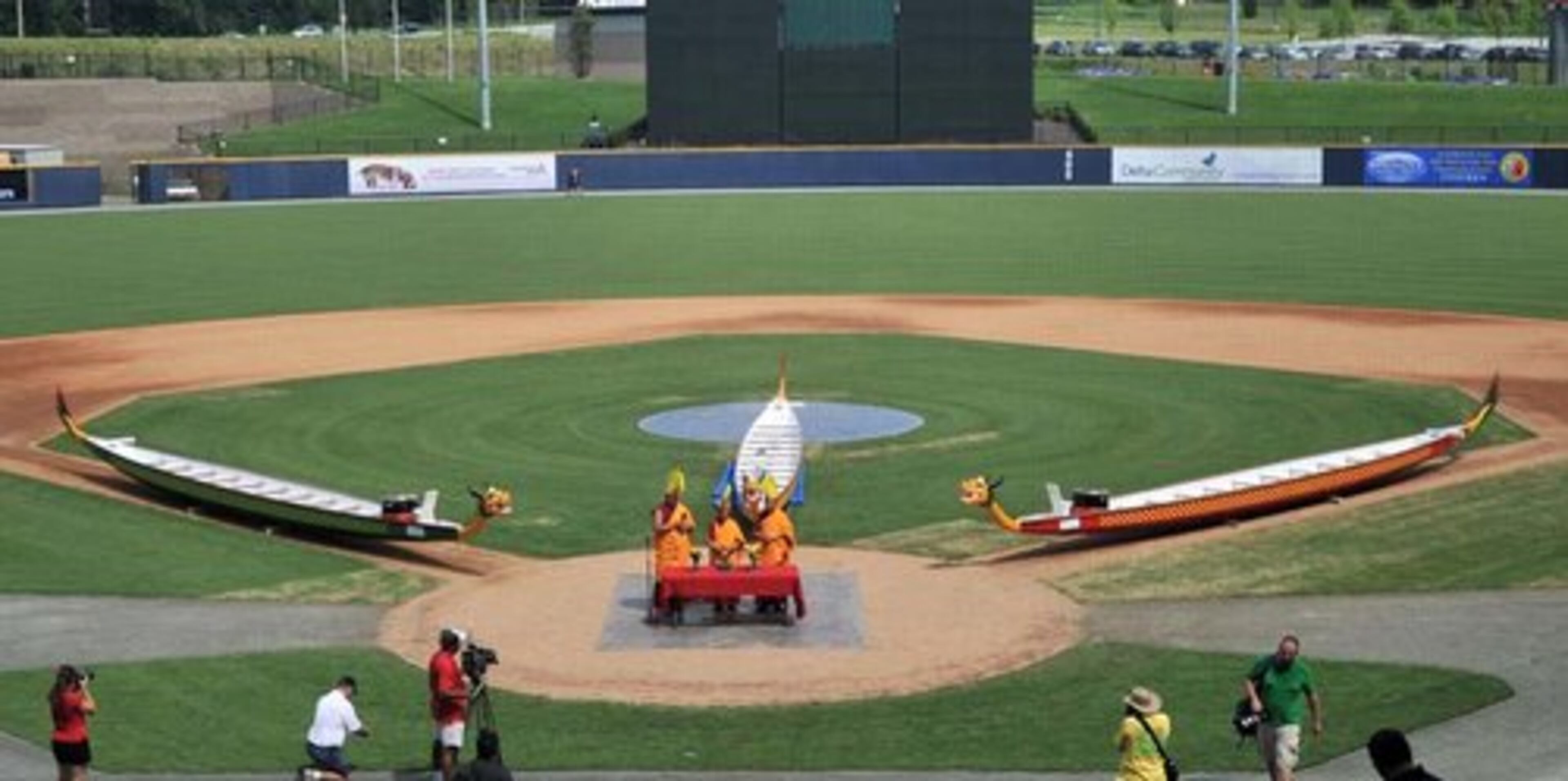 Monks from Drepung Loseling Monastery chant as they bless the boats.