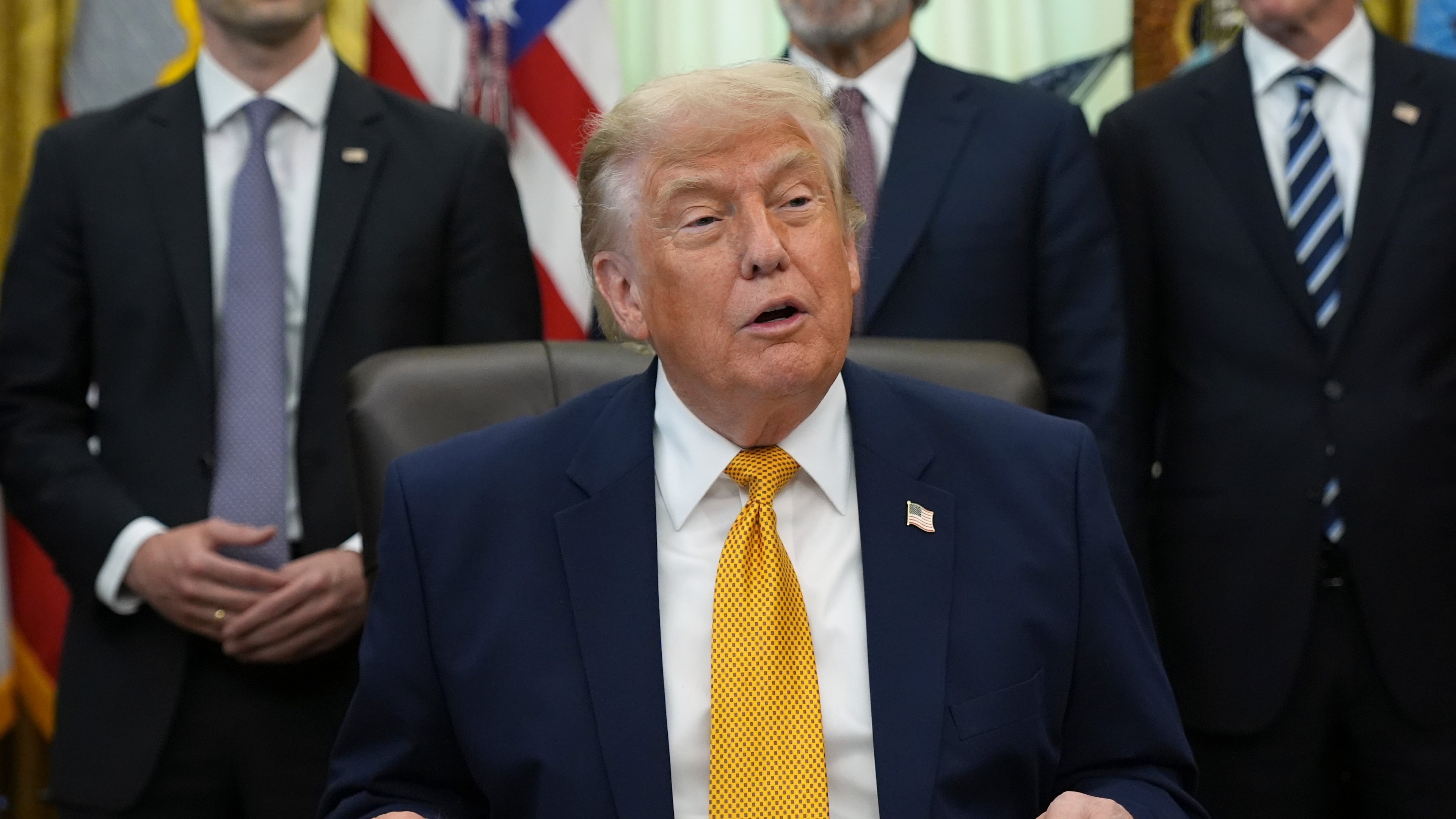 President Donald Trump speaks in the Oval Office of the White House during an executive order signing about quantum computing, Monday, June 22, 2026, in Washington. (AP Photo/Jacquelyn Martin)