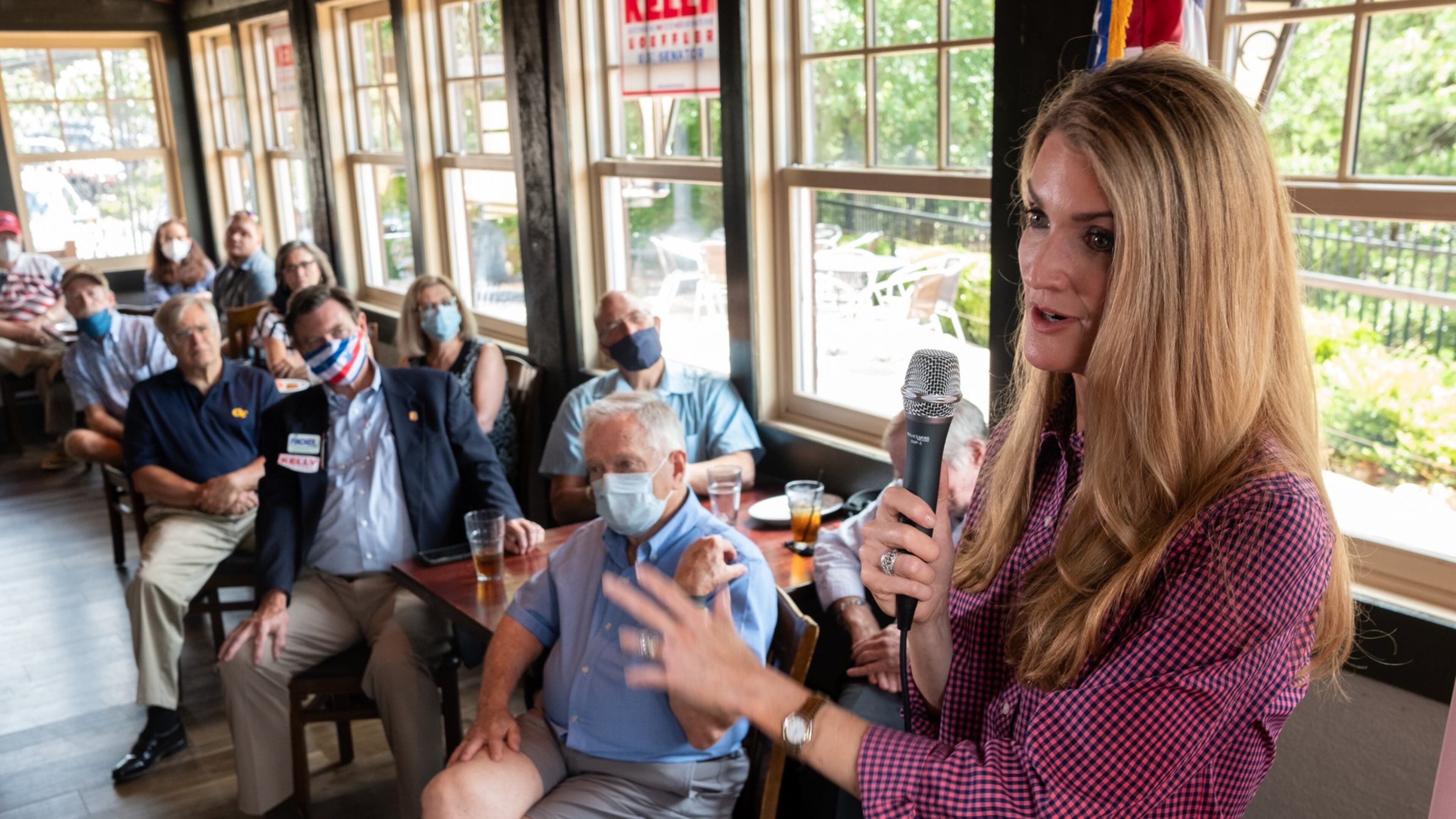 Woodstock-U.S. Senator Kelly Loeffler speaks to supporters at a campaign event at the Tuscany Italian restaurant in Woodstock on Wednesday, July 8, 2020. Ben Gray for the Atlanta Journal-Constitution