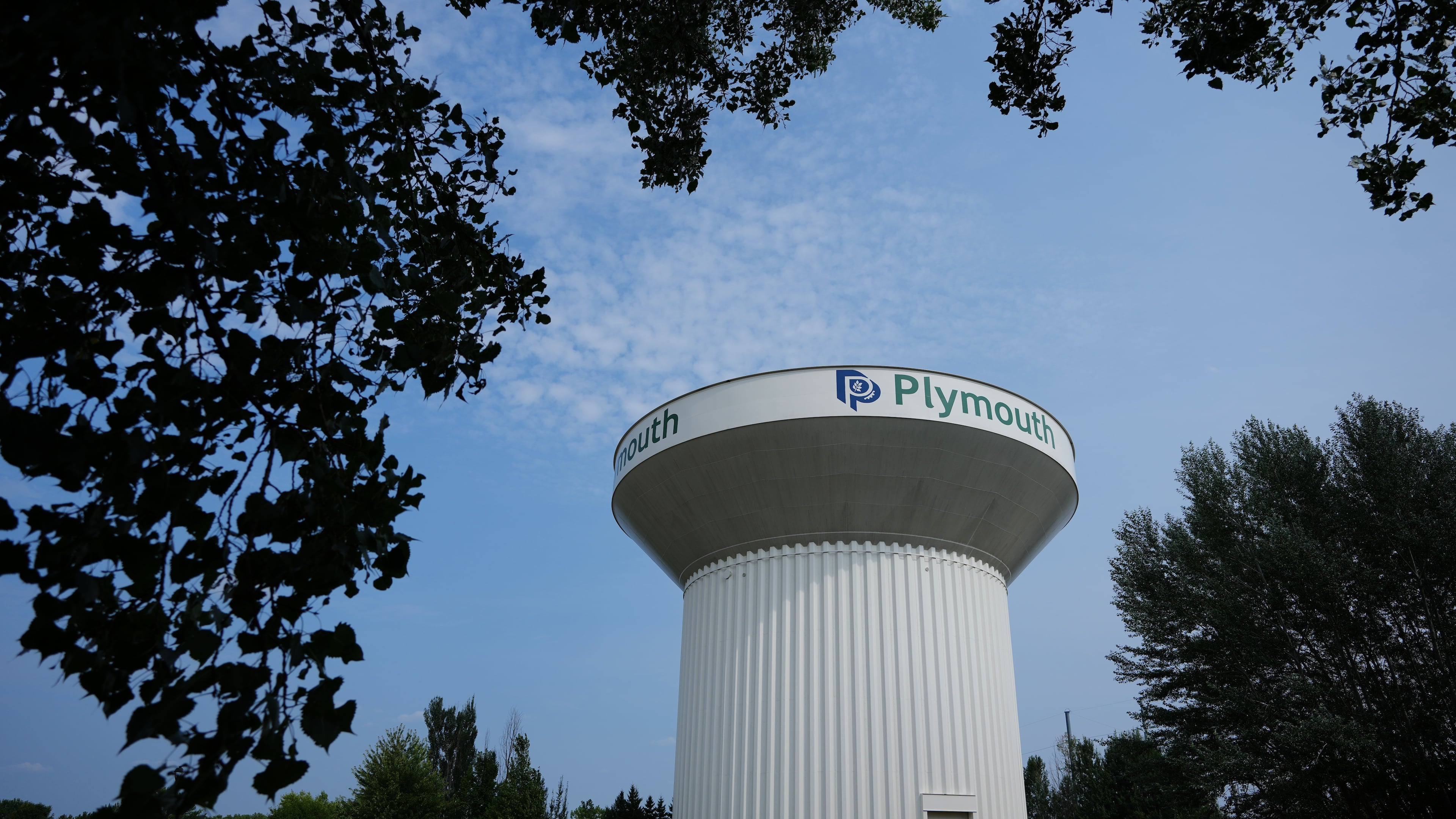 A water tower is seen Thursday, July 30, 2026, in Plymouth, Minn. A cyberattack targeted the operating technology at over 30 water systems in Minnesota, including Plymouth's, earlier this week, state officials said. (AP Photo/Ellen Schmidt)