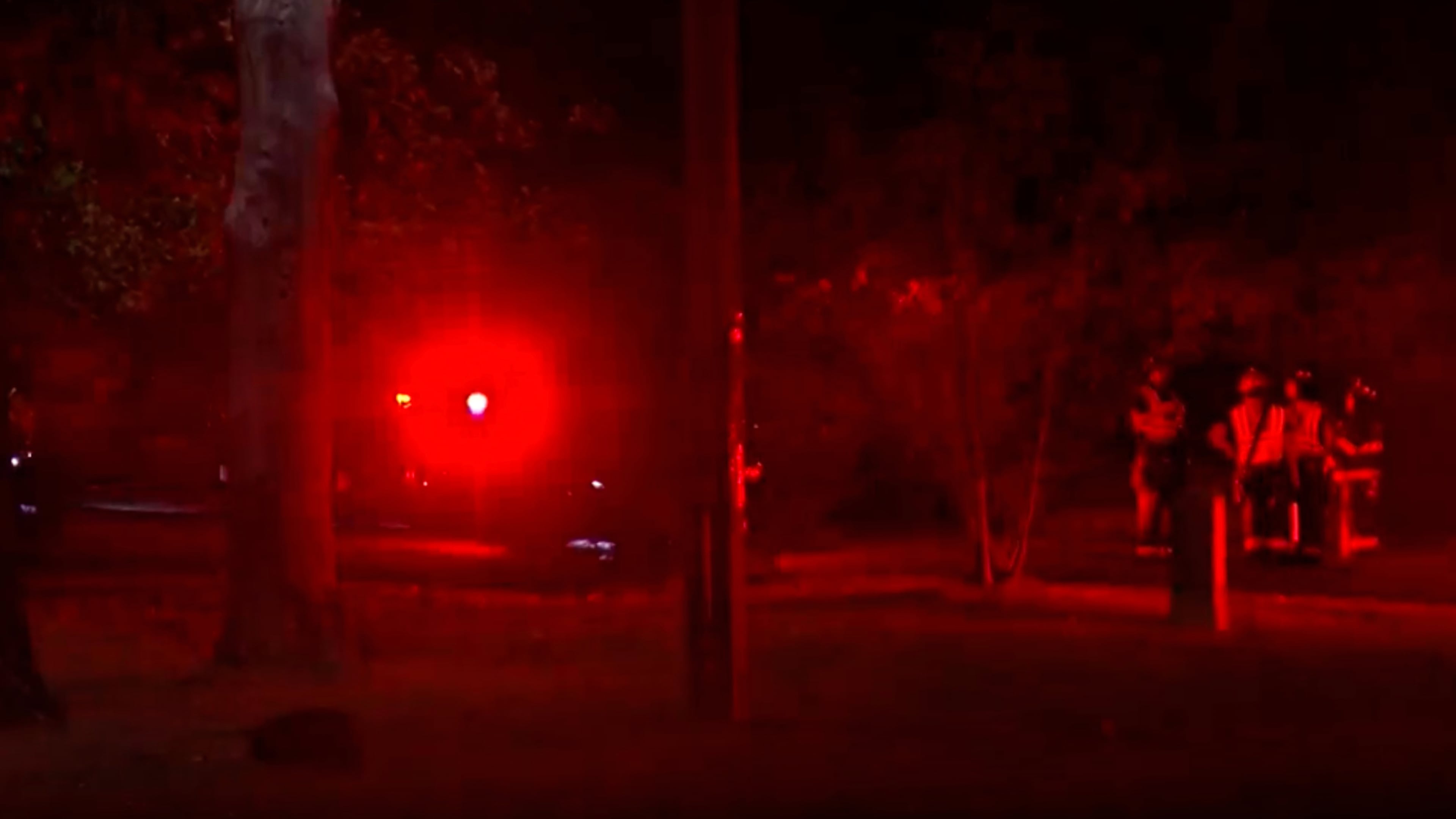 This image taken from WKOW video shows first responders at the scene of a fatal plane crash Tuesday, Oct. 13, 2026, in a wooded area near Mirror Lake State Park in the Town of Dellona, Wis. (WKOW via AP)
