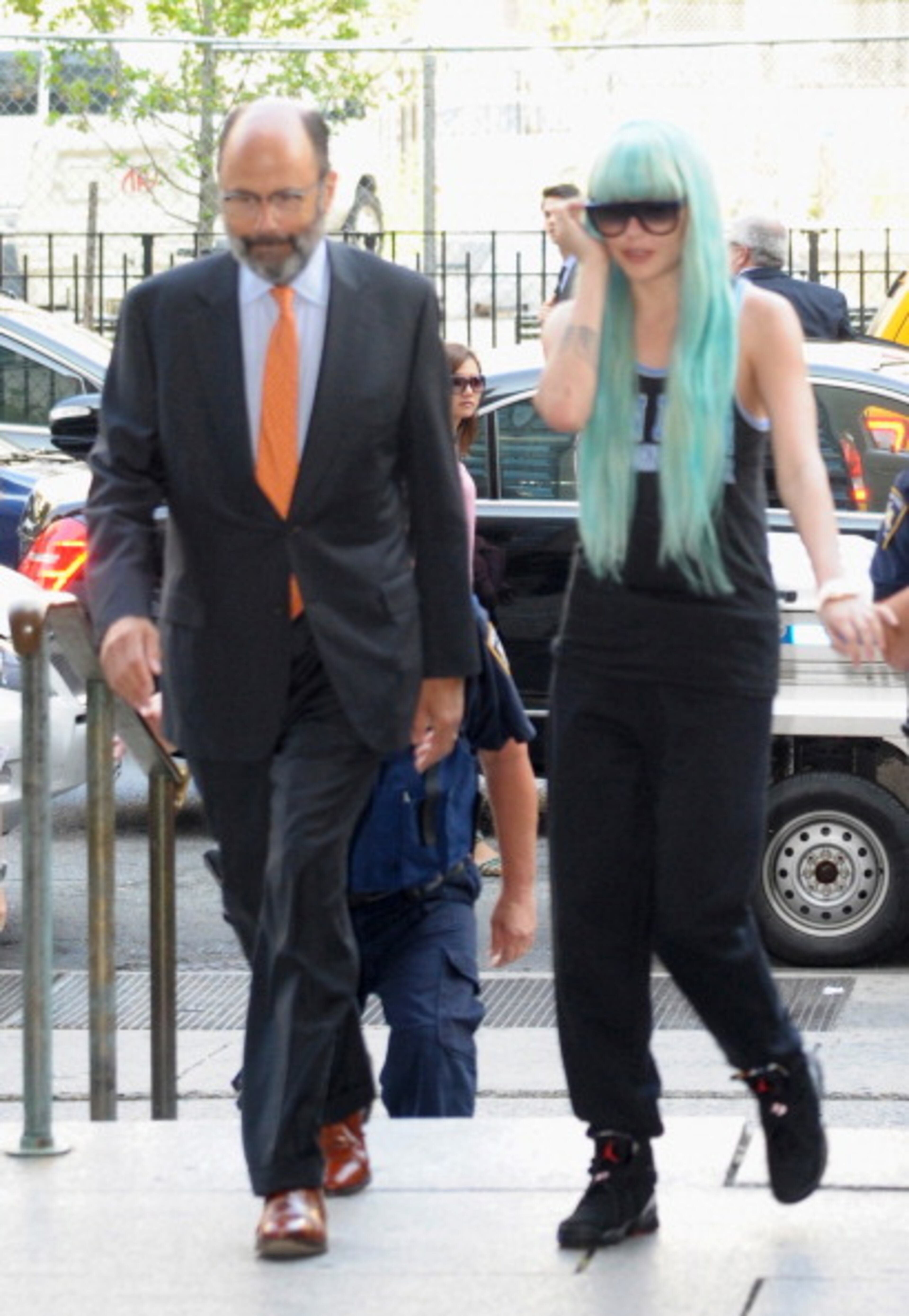 NEW YORK, NY - JULY 09: Actress Amanda Bynes and attorney Gerald Shargel appear at Manhattan Criminal Court on July 9, 2013 in New York City. Bynes is facing charges of reckless endangerment, tampering with evidence and criminal possession of marijuana in relation to her arrest on May 23, 2013. (Photo by Dave Kotinsky/Getty Images)