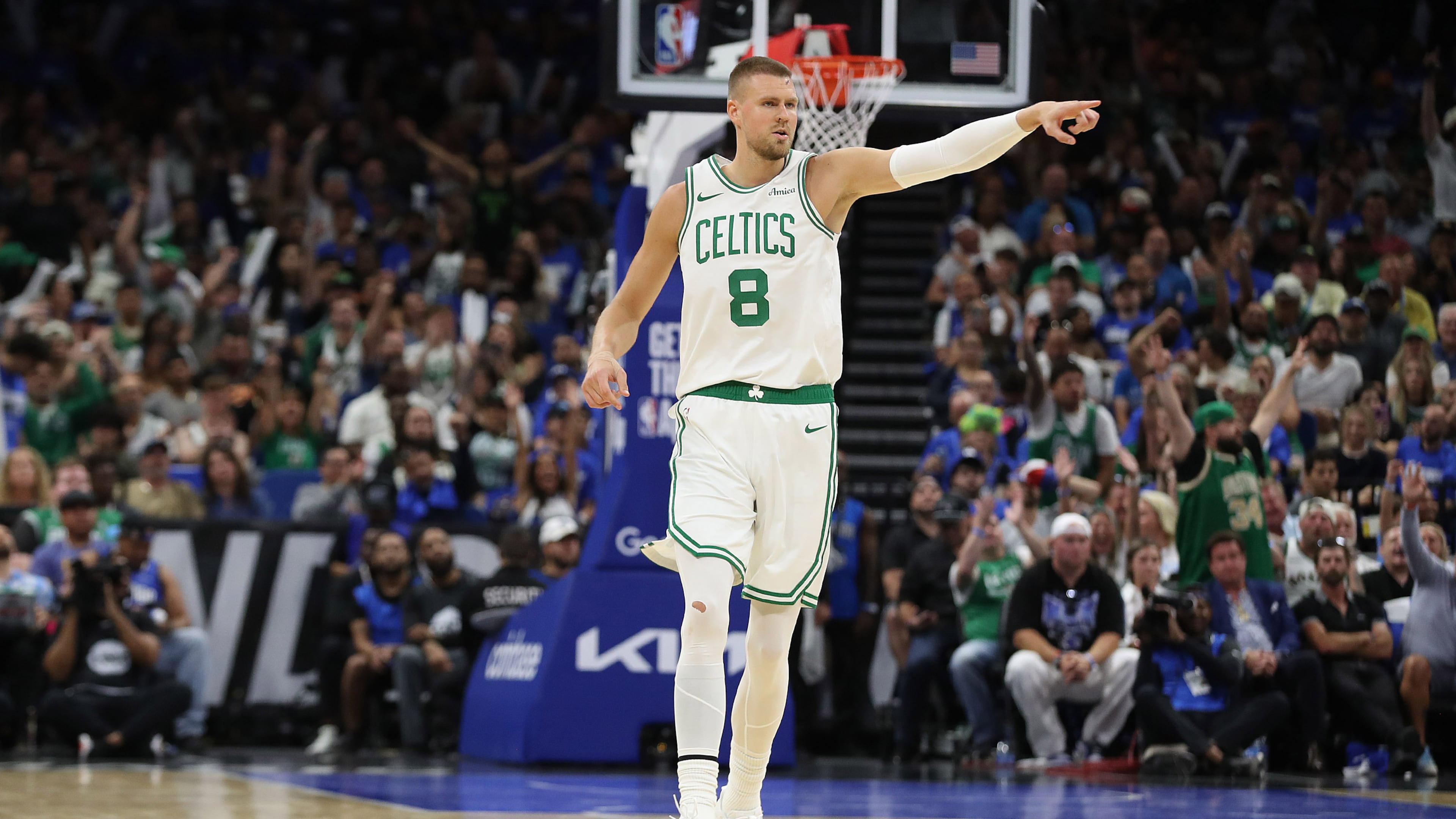 The Atlanta Hawks acquired Kristaps Porzingis and a 2026 second-round NBA draft pick from the Boston Celtics for forward Georges Niang and a 2031 second-round draft pick. (Stephen M. Dowell/Orlando Sentinel)