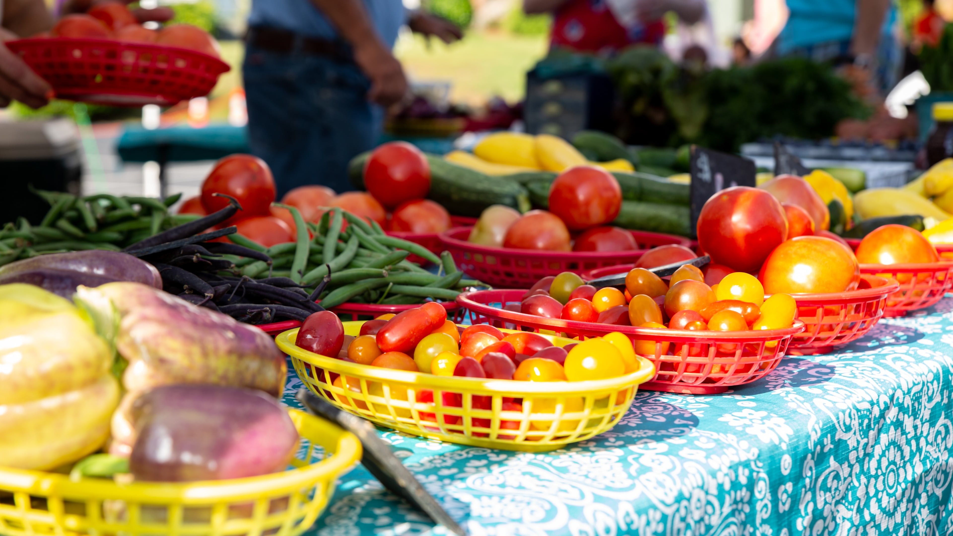By the time summer vegetables like these tomatoes, peppers and beans are ready to be sold at the Brookhaven Farmers Market, everyone hopes operations will be back to normal. CONTRIBUTED BY PAULA BOND HELLER / PB PHOTOGRAPHY