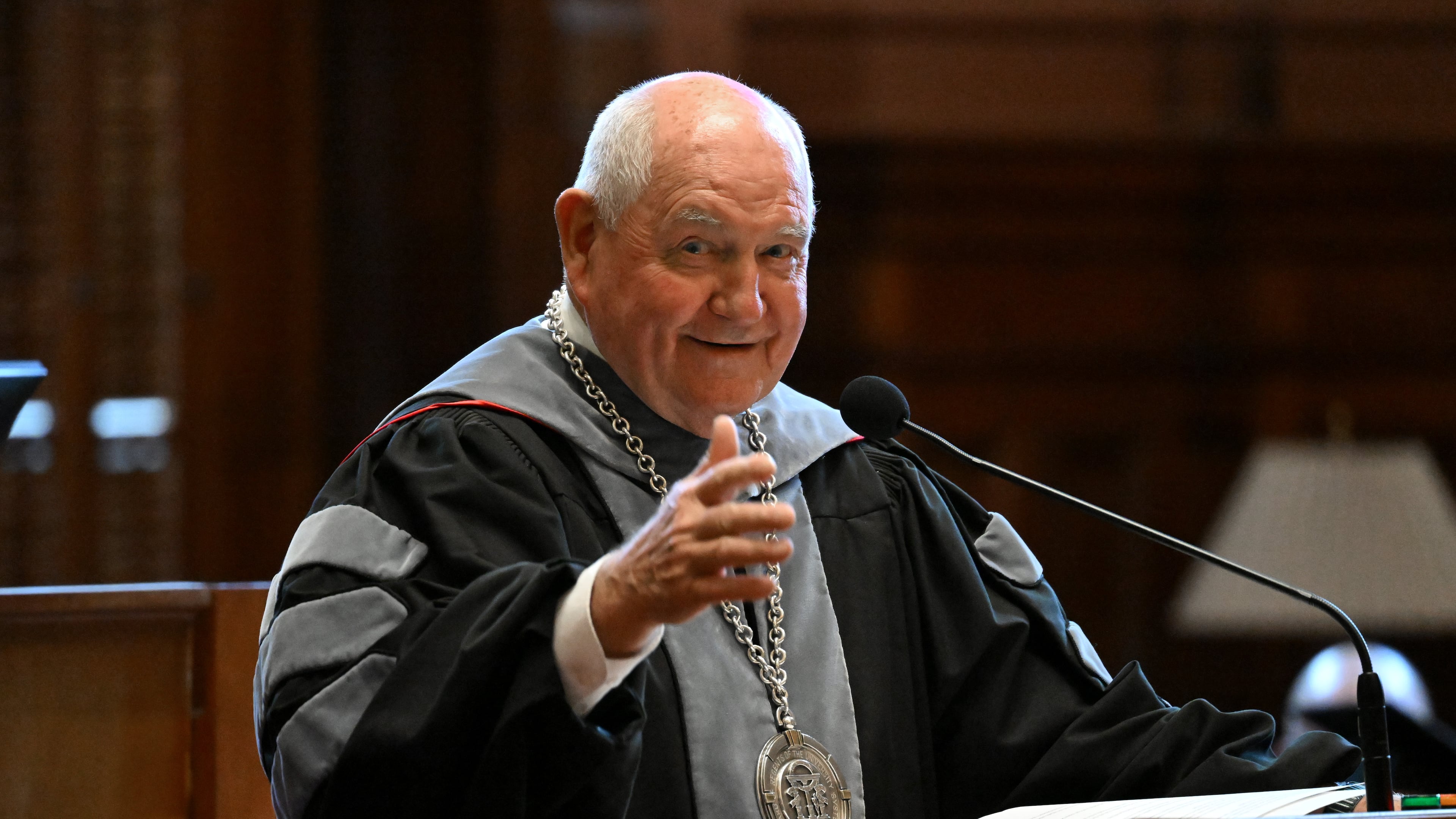 Sonny Perdue, the 14th chancellor of the University System of Georgia, speaks during his investiture ceremony at the Georgia State Capitol in Atlanta on Friday, Sept. 9, 2022. (Hyosub Shin/AJC)