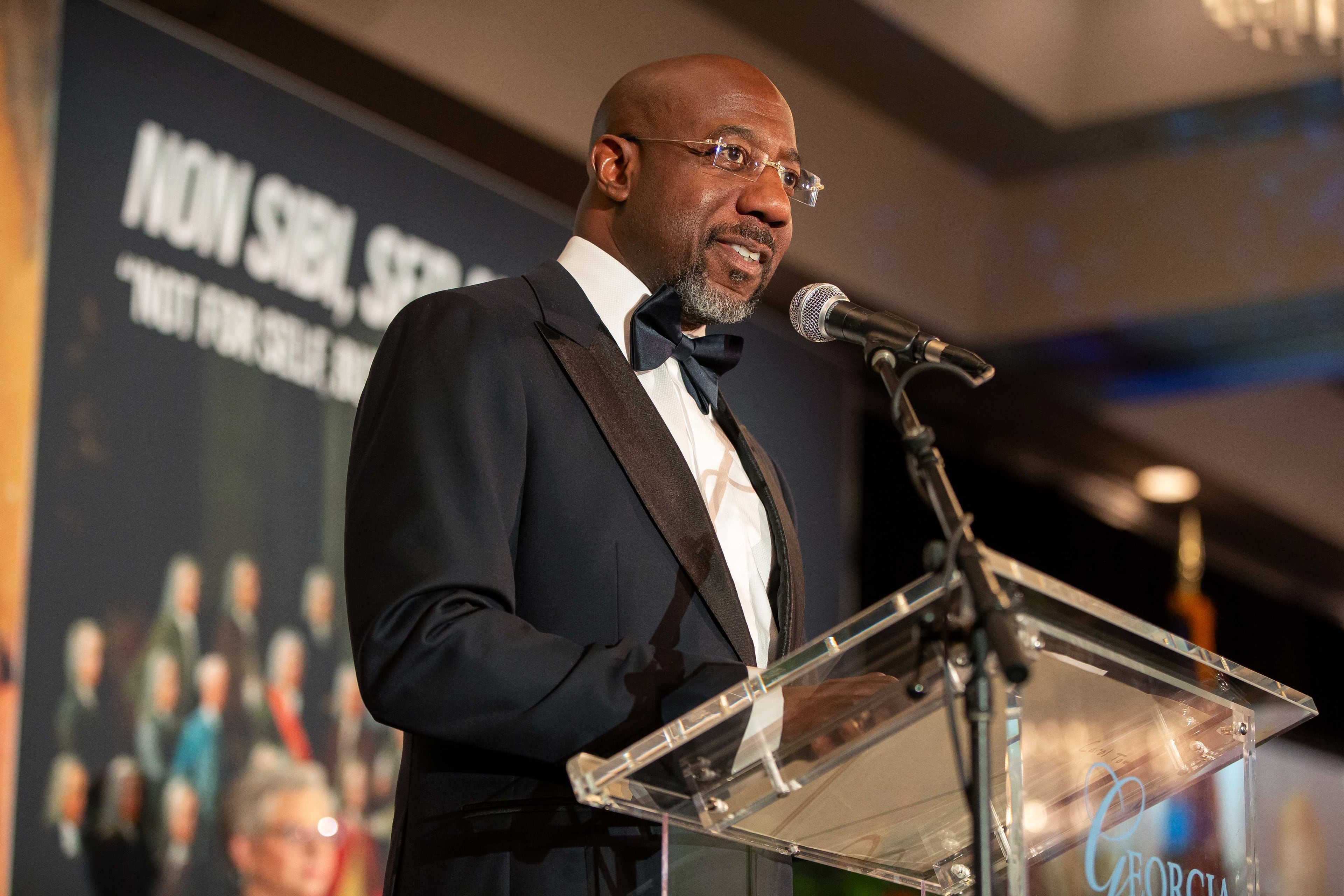 U.S. Sen. Raphael Warnock delivers the invocation at the Georgia Historical Society Trustees Gala on April 18, 2026, in Savannah. (Courtesy of Georgia Historical Society)