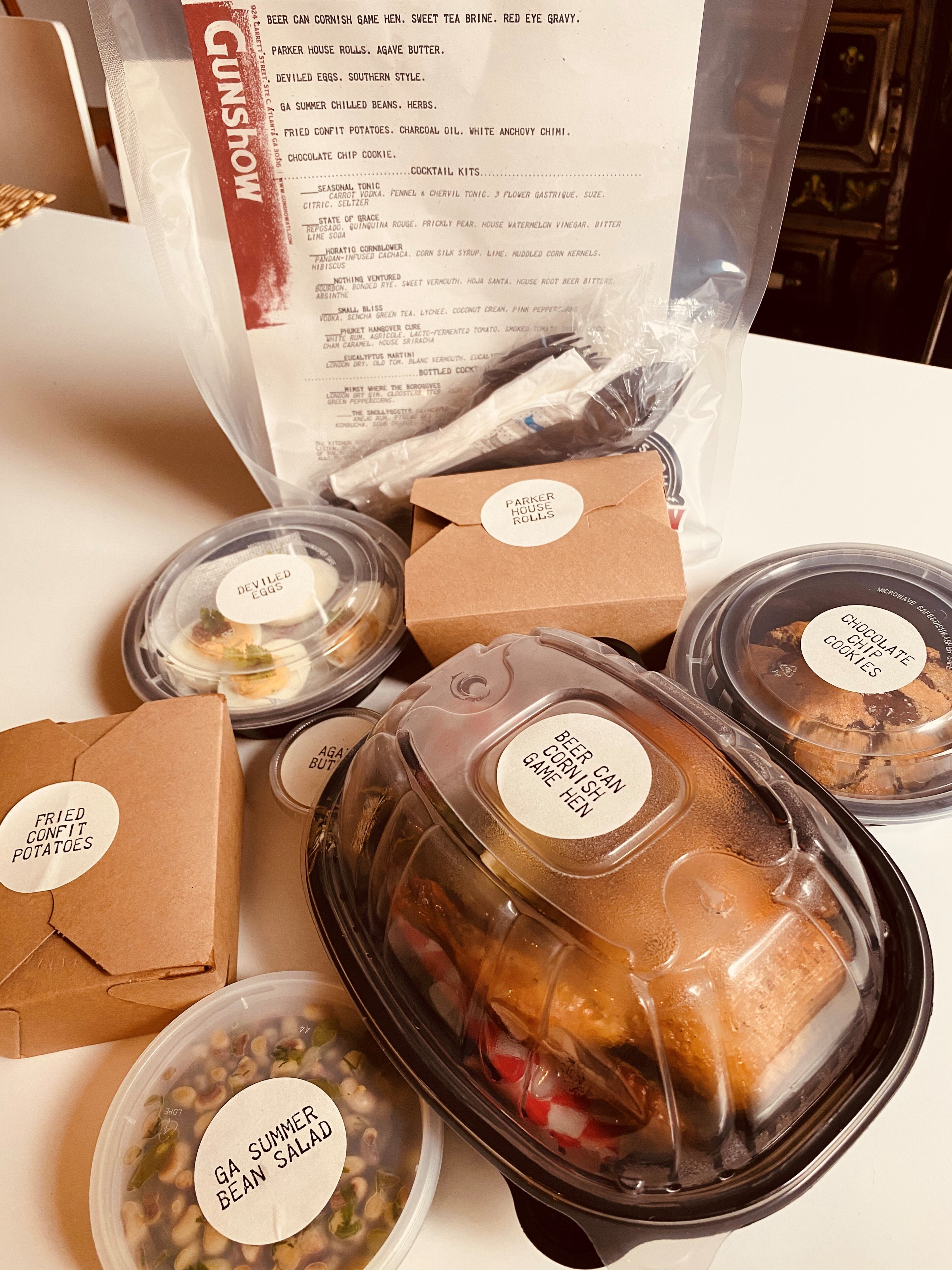 The Gunshow picnic dinner for two includes beer can Cornish game hen, rolls, deviled eggs, two sides and cookies. CONTRIBUTED BY BOB TOWNSEND