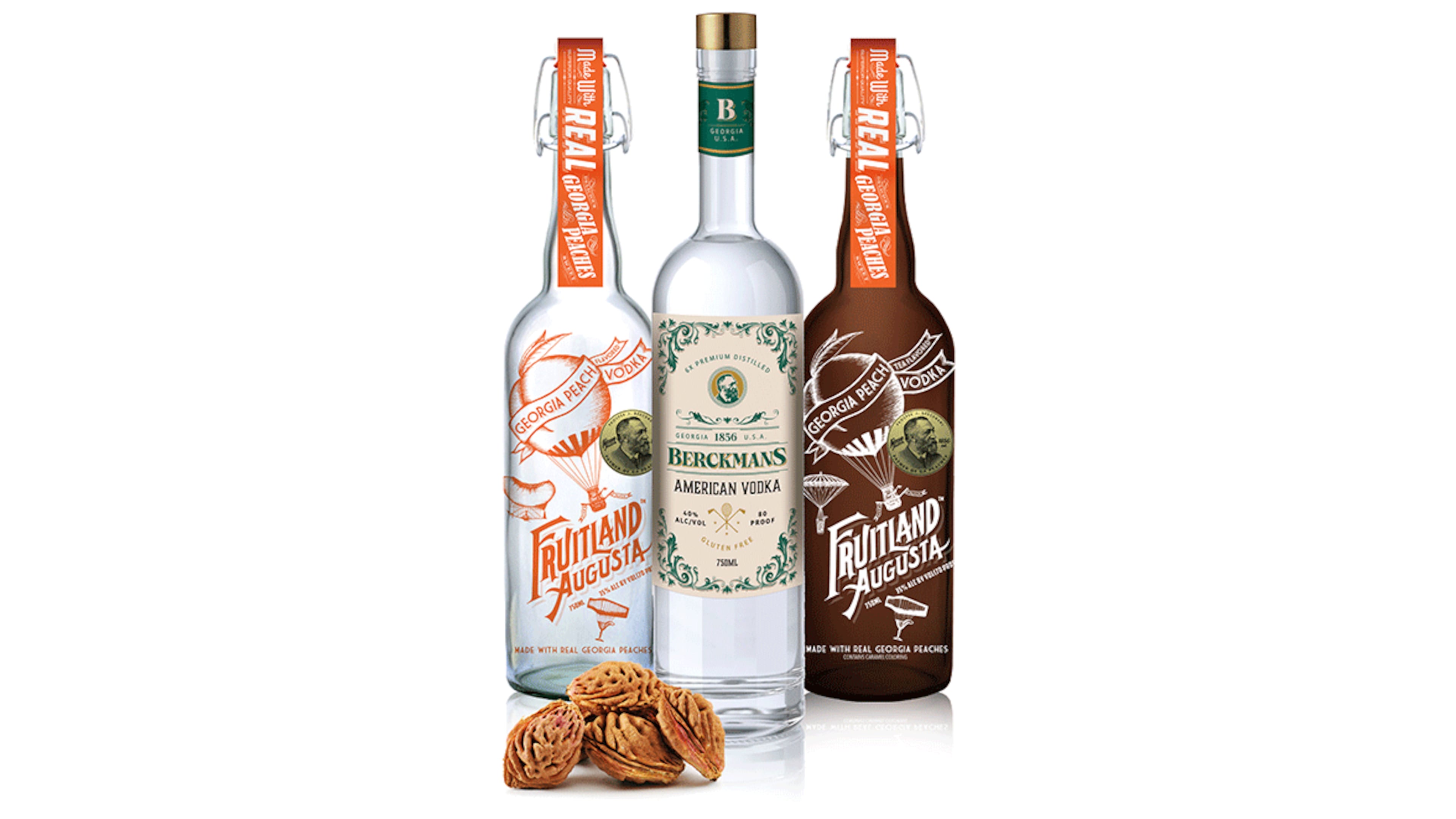 Peaches and peach pits are at the core of Berckmans Spirits' lineup of vodkas.
Courtesy of Berckmans Spirits