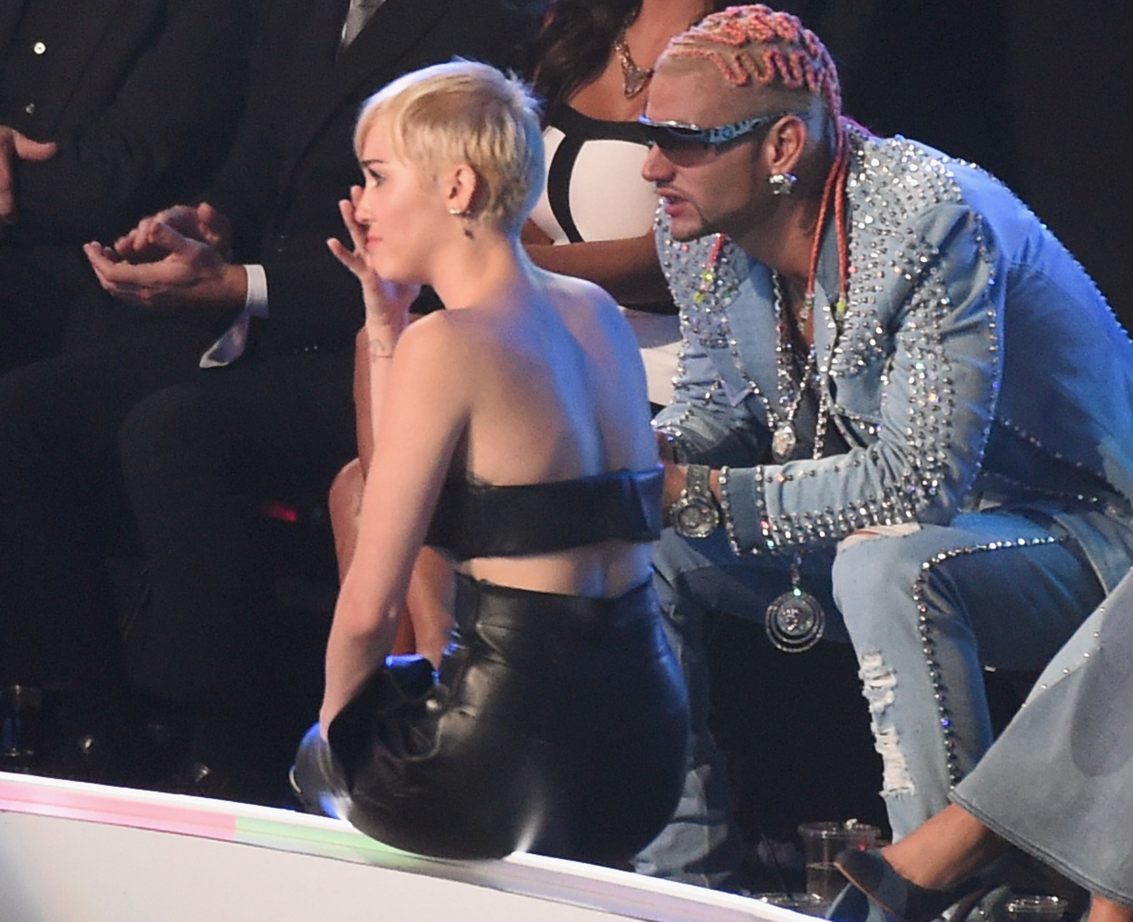 INGLEWOOD, CA - AUGUST 24: Recording artists Miley Cyrus (L) and Riff Raff attend the 2014 MTV Video Music Awards at The Forum on August 24, 2014 in Inglewood, California. (Photo by Michael Buckner/Getty Images)