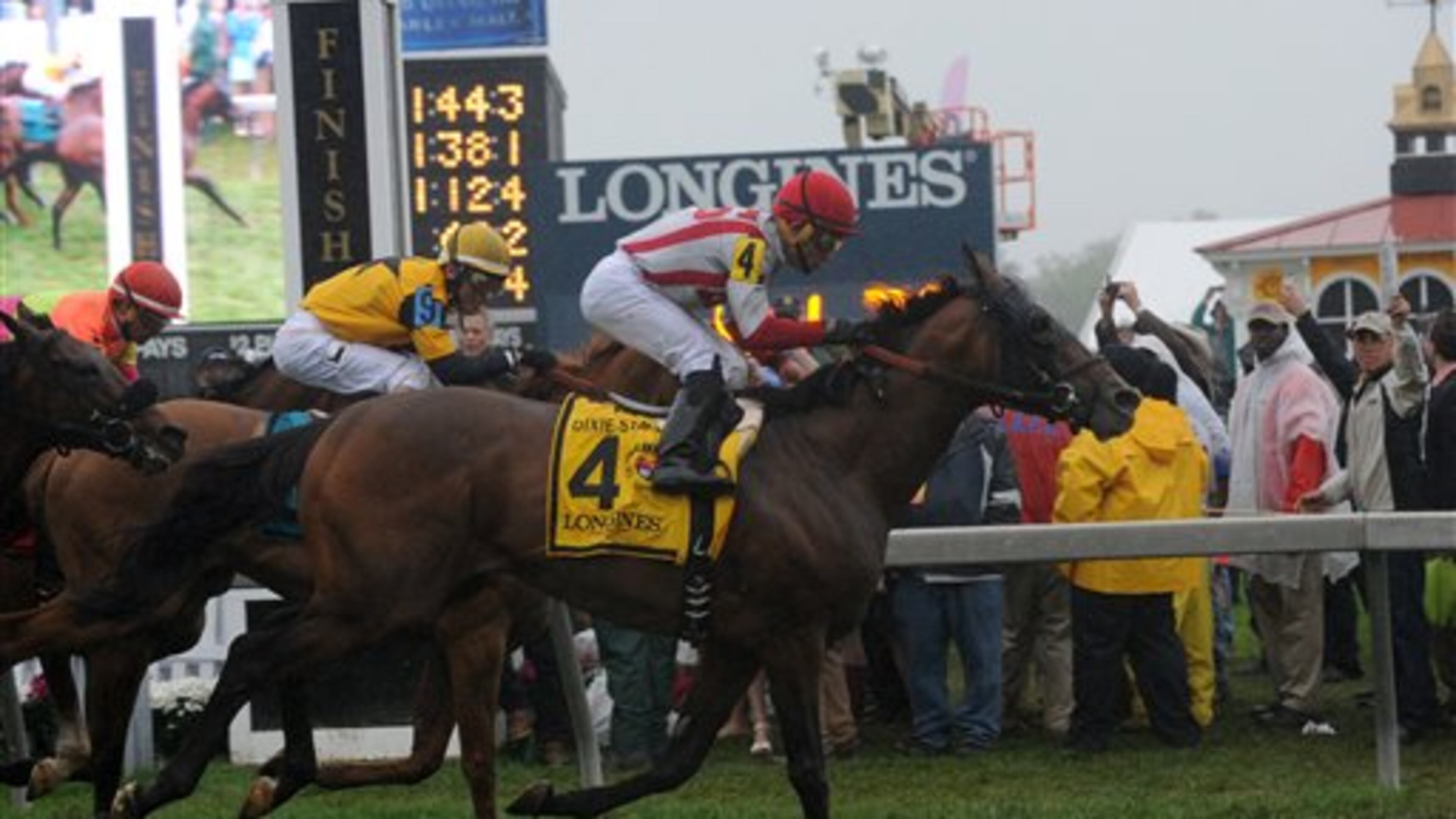 IMAGE DISTRIBUTED FOR LONGINES - Takeover Target, ridden by jockey Irad Ortiz Jr., wins the Longines Dixie Stakes, Saturday, May 21, 2016, at Pimlico Race Course in Baltimore. Longines, the Swiss watch manufacturer known for its elegant timepieces, is the Official Watch and Timekeeper of the 141st annual Preakness Stakes and the Triple Crown. (Diane Bondareff/AP Images for Longines)