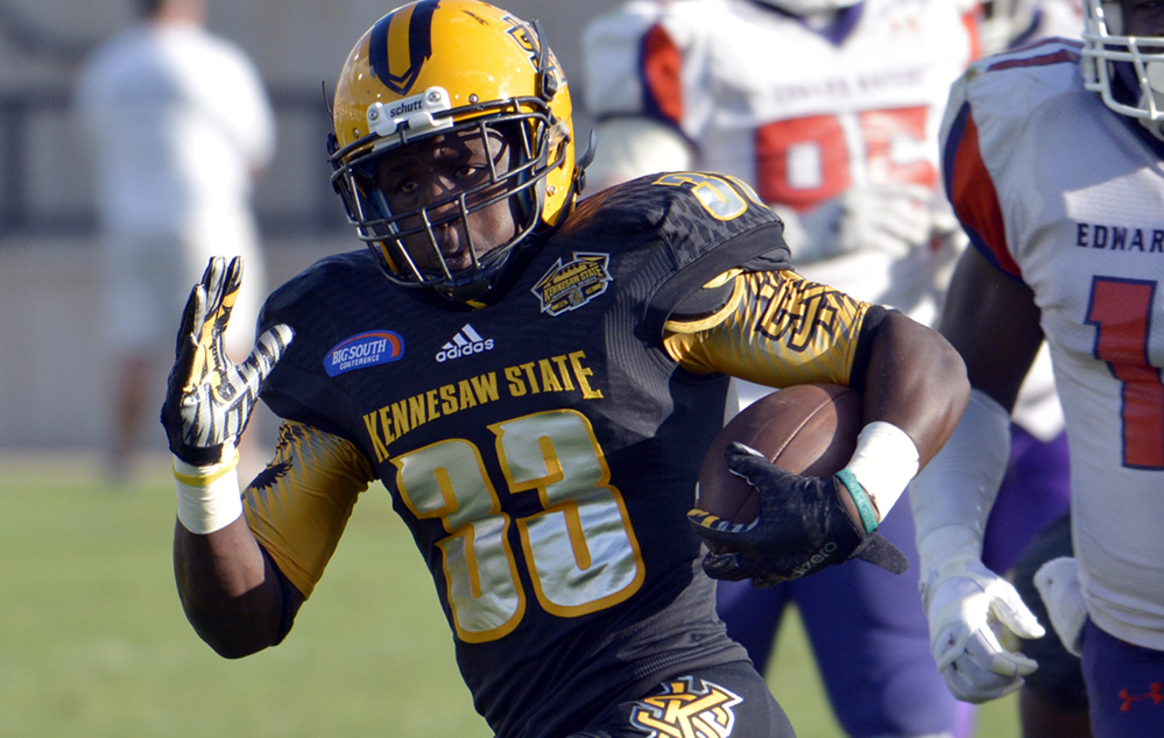Kennesaw State's freshman running back Darnell Holland has just 5 for 151 yards and 2 scores. The Owls have amassed a total 723 yards on the ground (6.8 per attempt) and 11 touchdowns this season. They are averaging 361.5 yards per game.