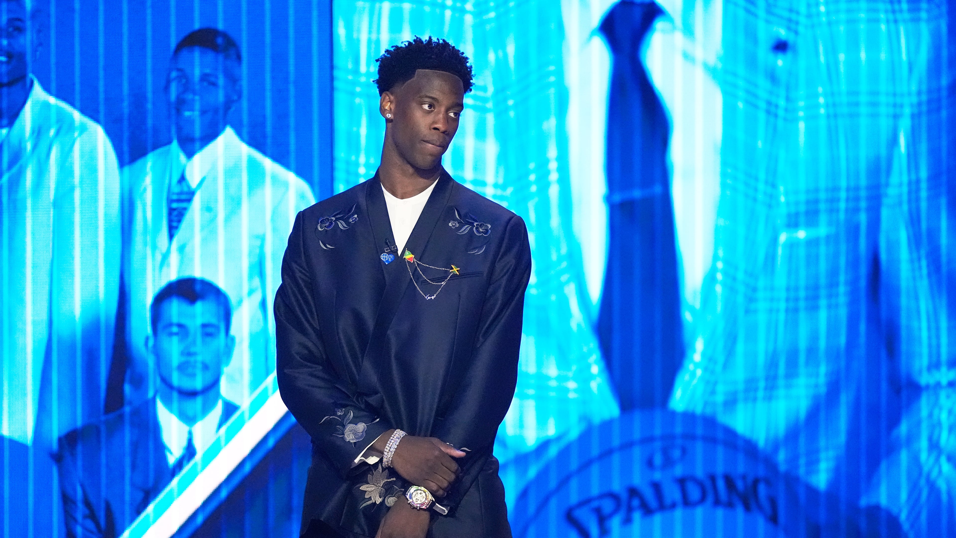 Draft prospect AJ Dybantsa is introduced at the NBA basketball draft, Tuesday, June 23, 2026, in New York. (AP Photo/Yuki Iwamura)