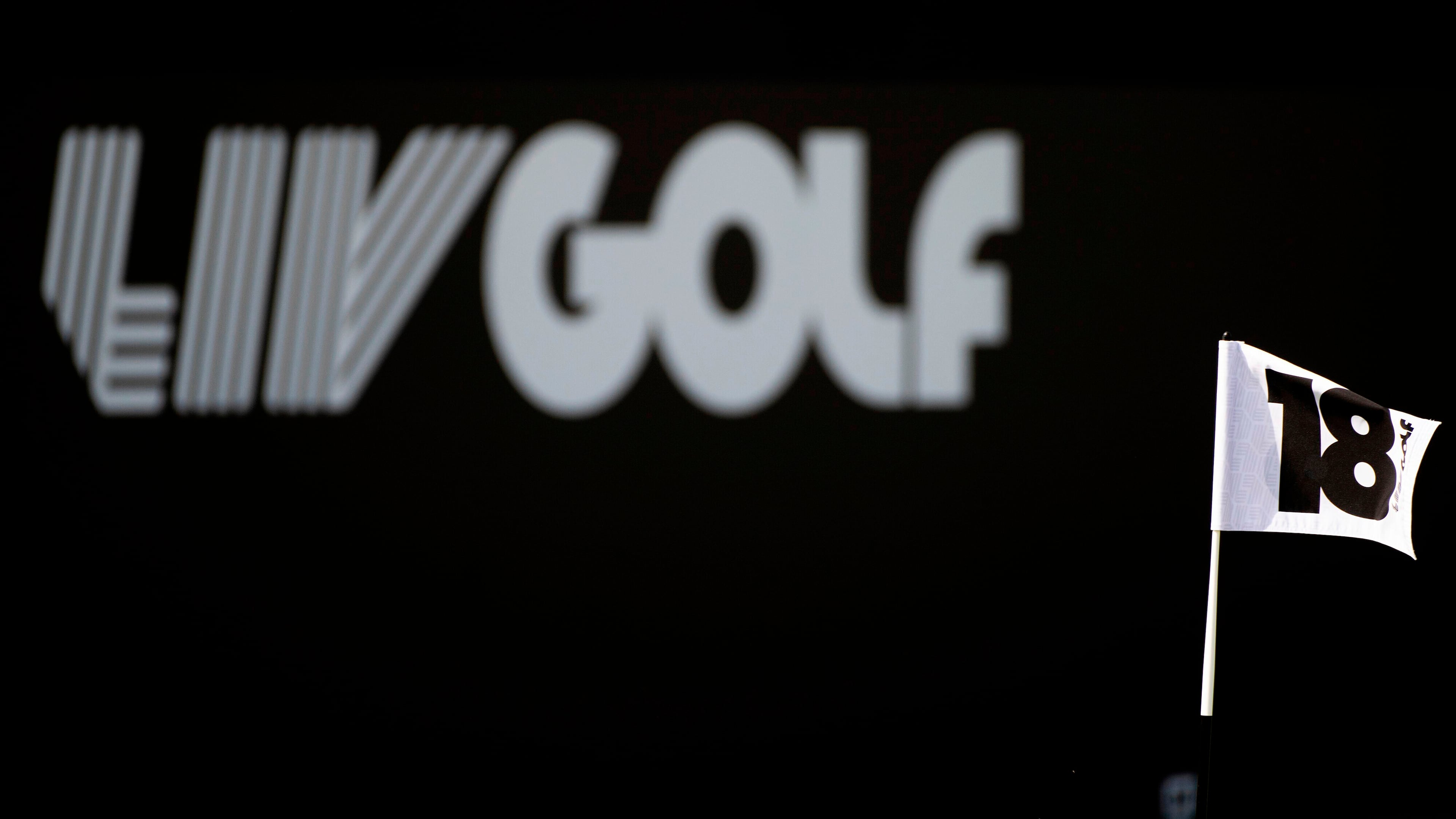 FILE - A general view of the 18th hole flag pole during the first round of LIV Golf Jeddah at the Royal Greens Golf & Country Club, Friday, March 1, 2024 in King Abdullah Economic City, Saudi Arabia. (Matthew Harris/LIV Golf via AP, File)