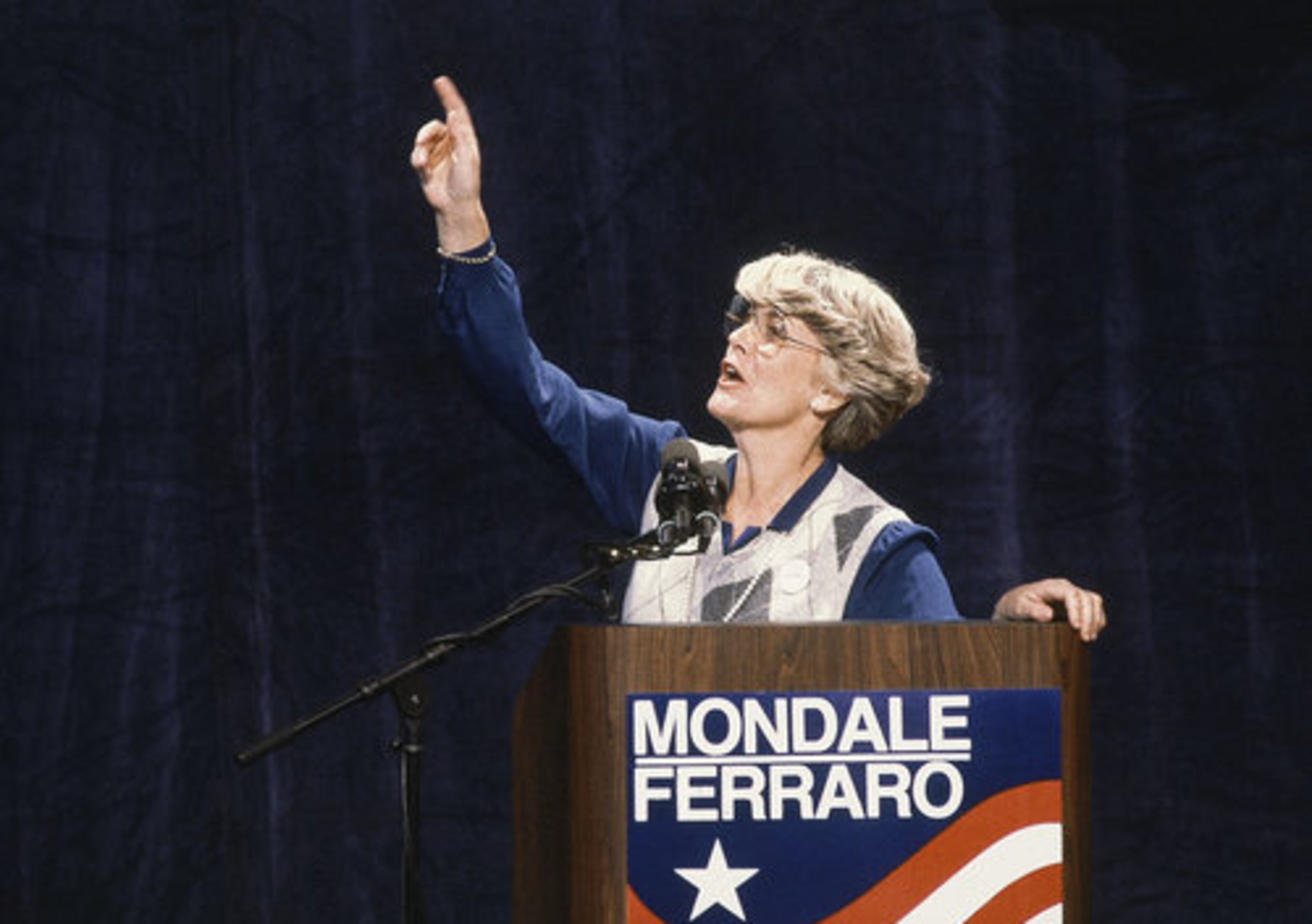 This 1984 file picture shows Geraldine Ferraro campaigning. At her funeral mass, former Vice President Walter Mondale praised her for inspiring other women to run for office. He noted that there are now six women governors, 88 women in the House and 17 women in the Senate, compared to just one in 1984.
