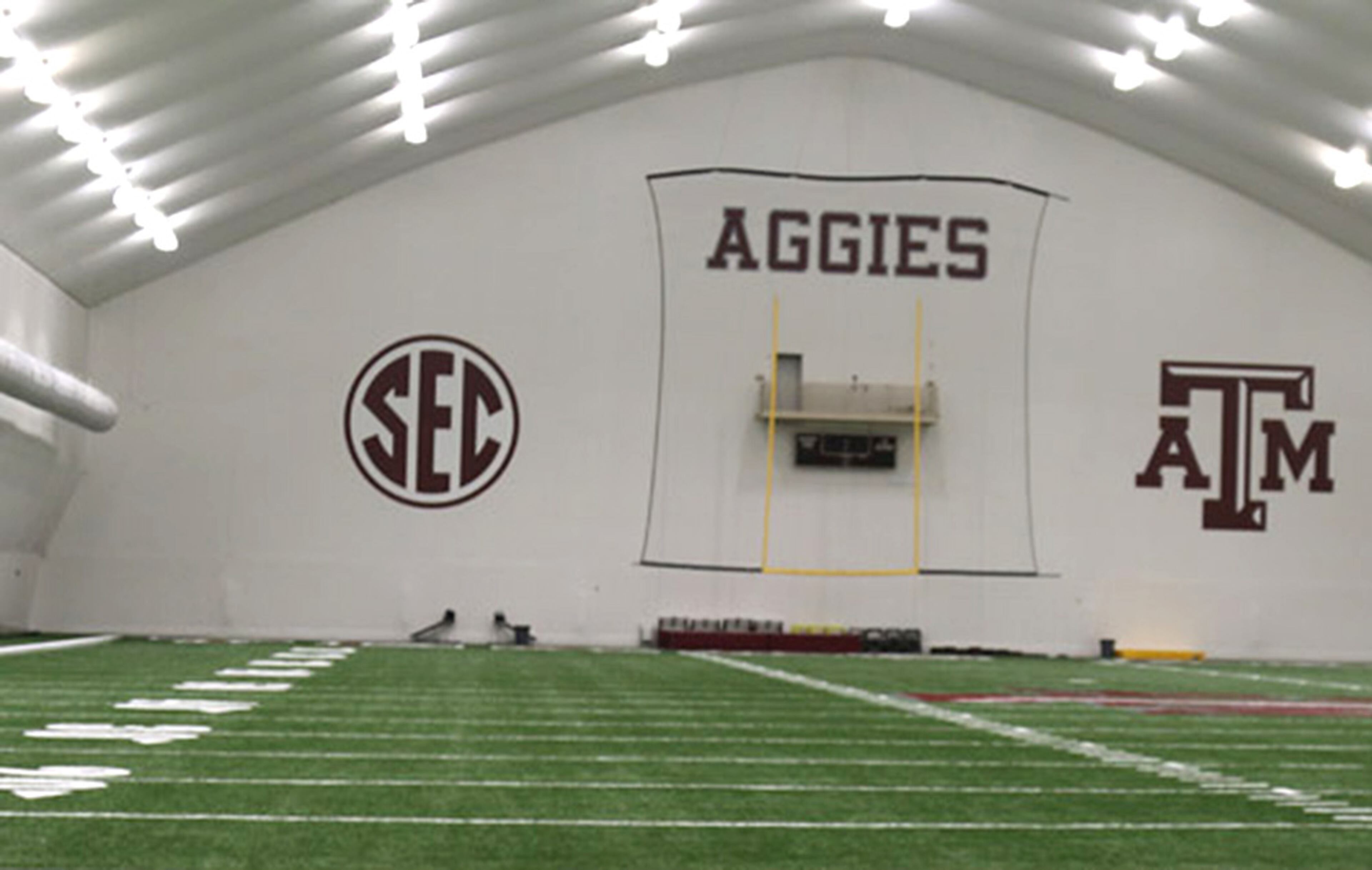 The McFerrin Center, adjacent to Texas A&M's Kyle Filed, is a 76,636-square-foot multipurpose facility that first opened in 2007. It features a synthetic field and ceilind of nearly 80 feet, high enough for kicking drilles.