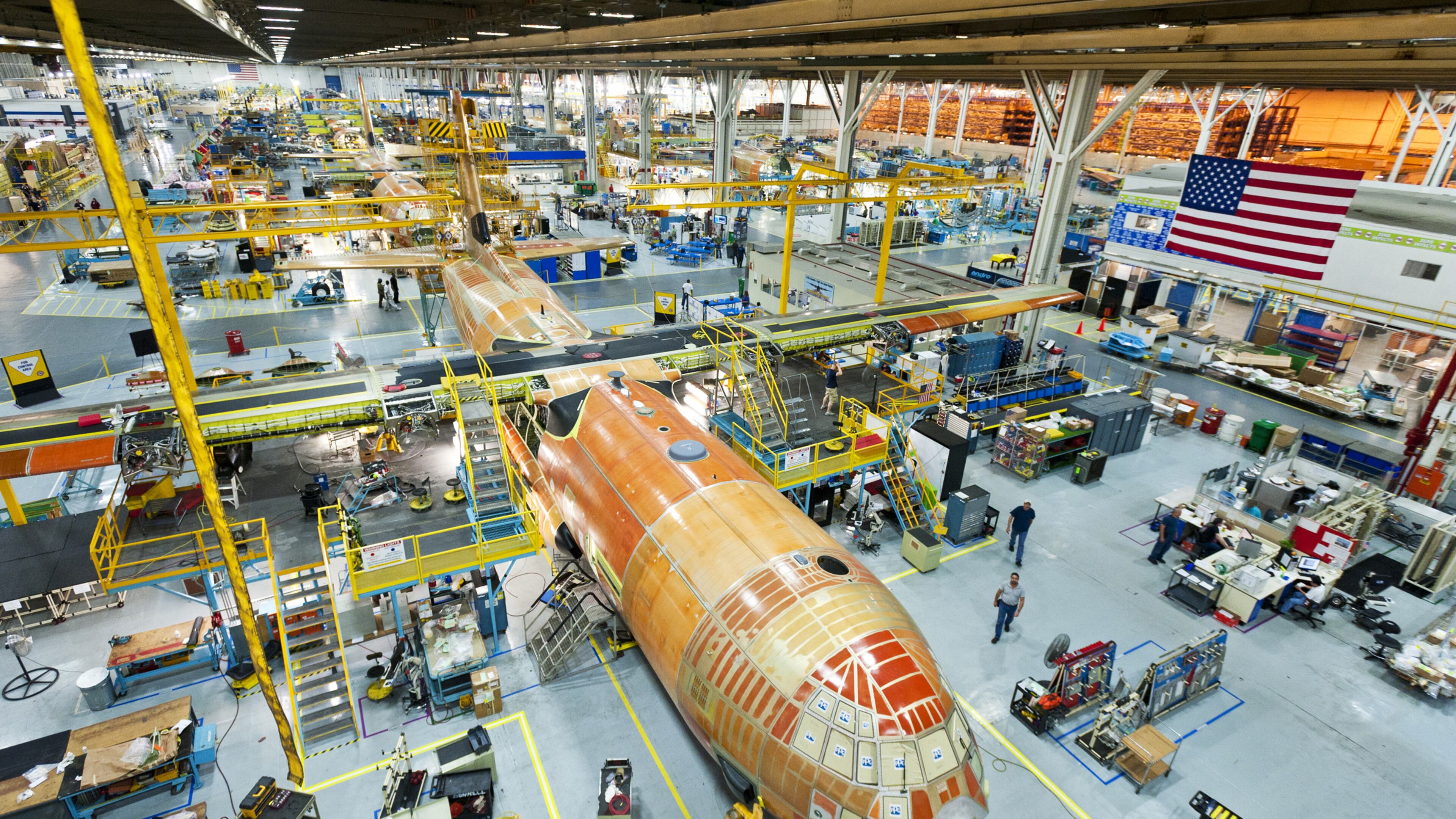 The production line for the C-130J Super Hercules aircraft at the Lockheed Martin plant in Cobb County. Photo: Lockheed Martin