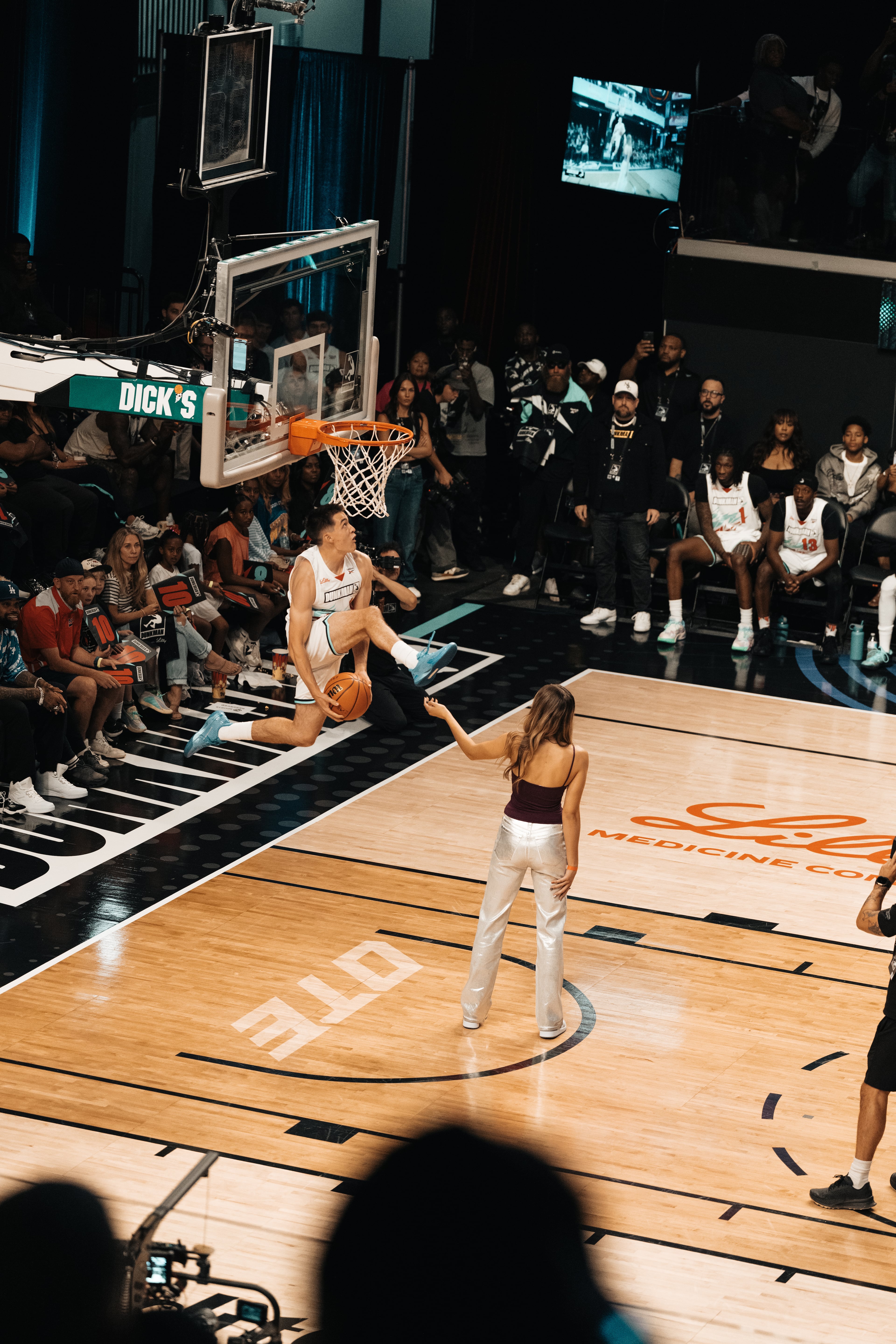 Dylan Haugen, from Minnesota, is only 5'11'' but has an impressive 43-inch vertical leap. At age 18, he is the youngest person in the Dunkman professional league. (Courtesy of Authentic Brands)