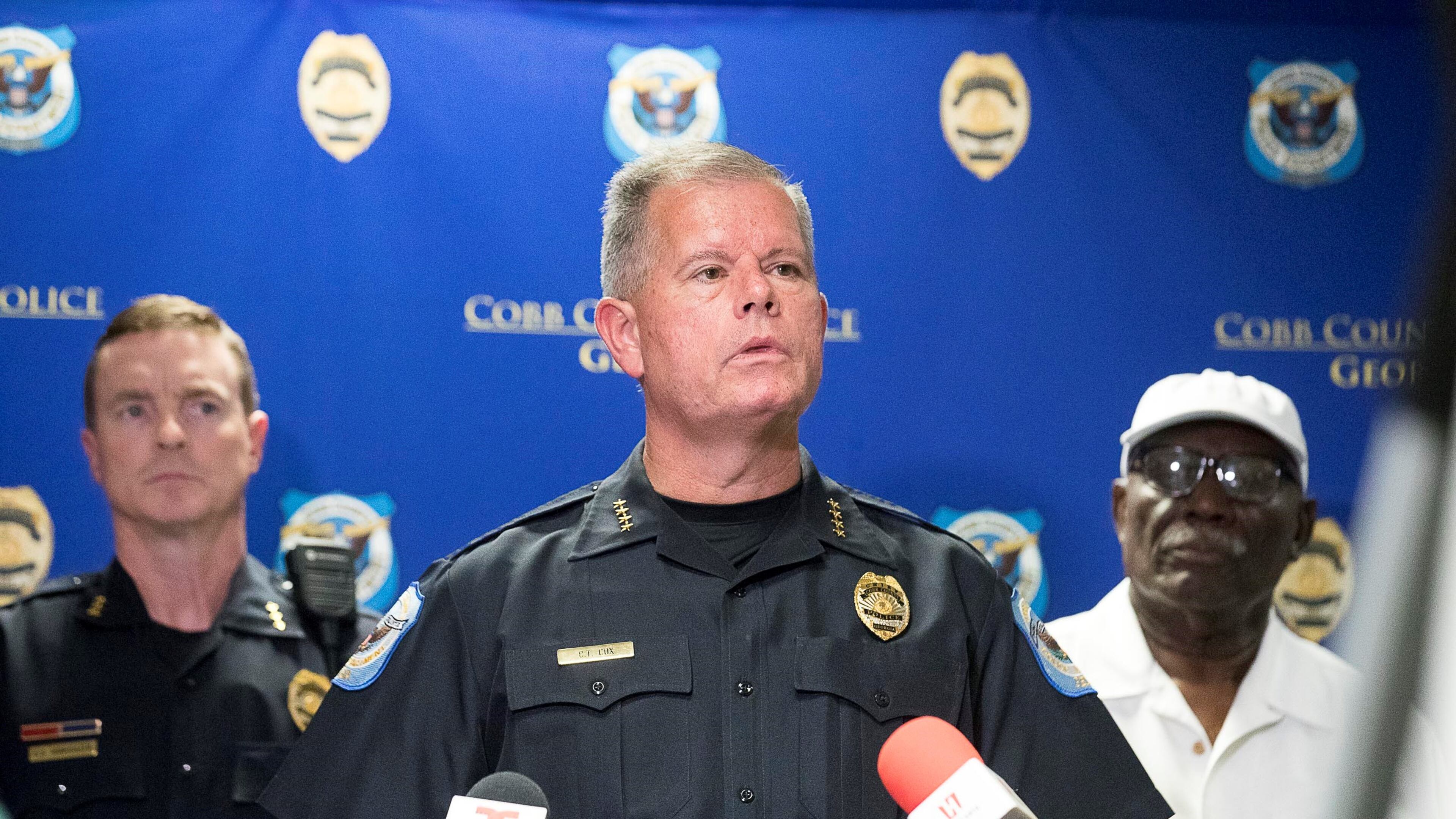 Cobb County Police Chief Tim Cox speaks during a presser at the Cobb County Police Headquarters ins Marietta, Tuesday, July 2, 2019. The presser took place after a former Cobb County police officer, Andres Alcaraz, was charged with sexually assaulting a woman while on the clock. (Alyssa Pointer/alyssa.pointer@ajc.com)