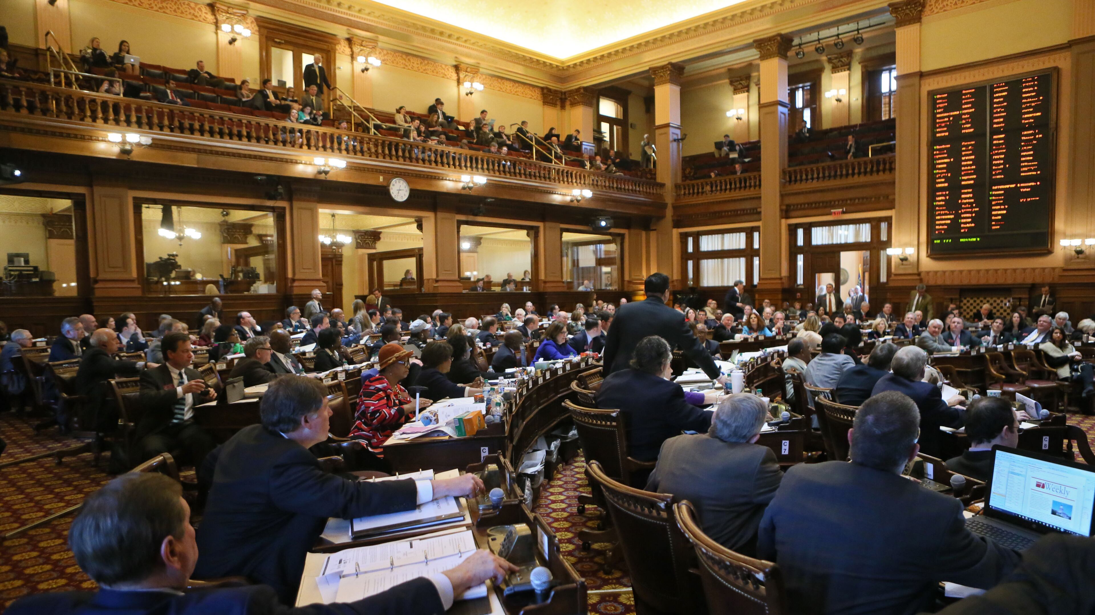 The Georgia House of Representatives voted on many bills Tuesday, including a proposal to overhaul the DeKalb County Board of Ethics. This photo shows the House on Feb. 29, 2016. BOB ANDRES / BANDRES@AJC.COM