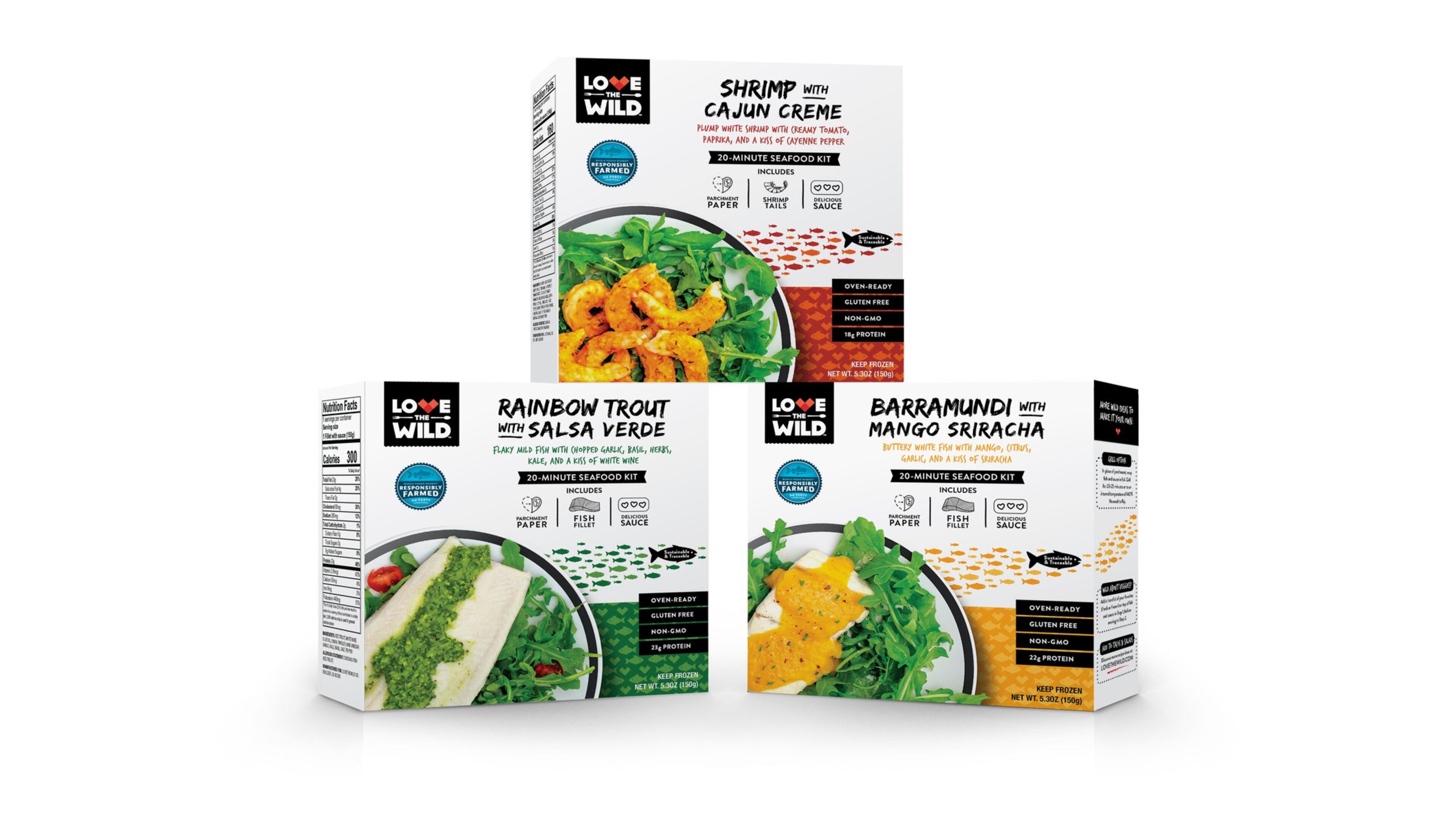 LoveTheWild offers a line of sustainably farmed fish kits. Three new meal kits — Barramundi with Mango Sriracha, Shrimp with Cajun Creme and Rainbow Trout with Salsa Verde — will be available at Whole Foods Market locations in Atlanta beginning in March. CONTRIBUTED BY LOVETHEWILD