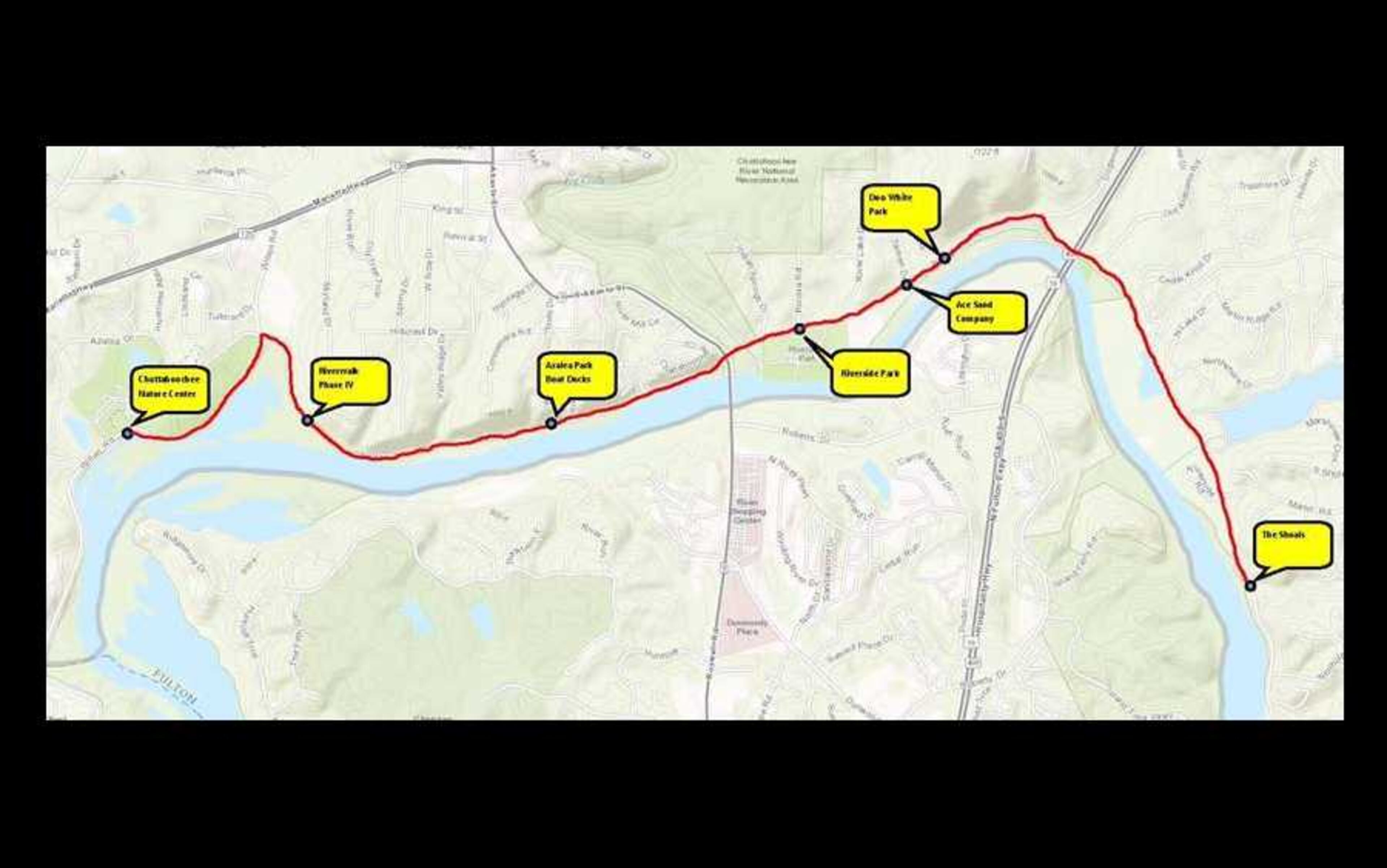 This map shows where the shuttle will pick up and drop off visitors.