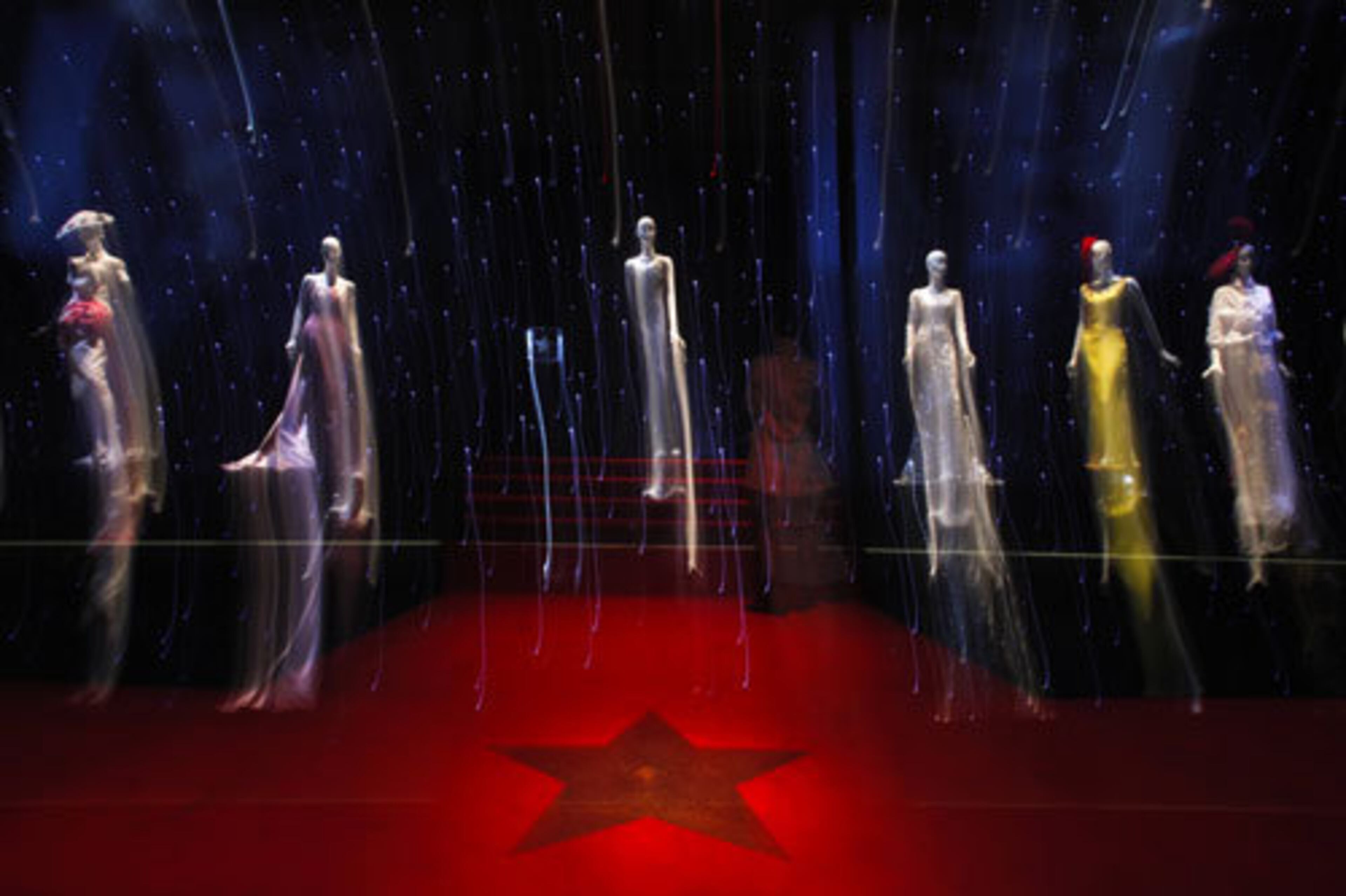 Gowns are on display as part of the Dior Inspiration exhibit at the Pushkin Fine Arts Museum in Moscow, Russia.