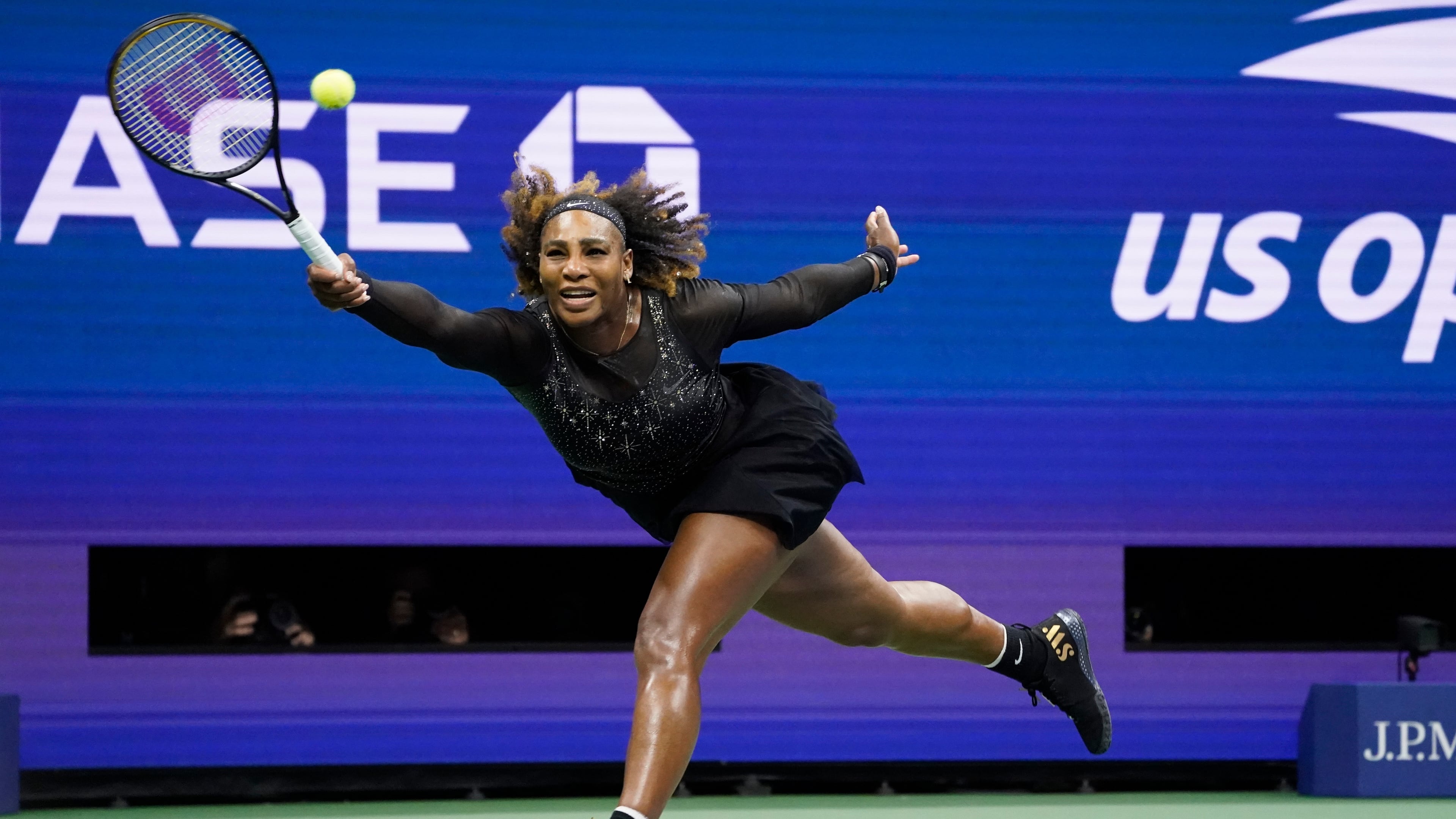 FILE - Serena Williams, of the United States, returns a shot to Anett Kontaveit, of Estonia, during the second round of the U.S. Open tennis championships, Aug. 31, 2022, in New York. (AP Photo/John Minchillo, File)