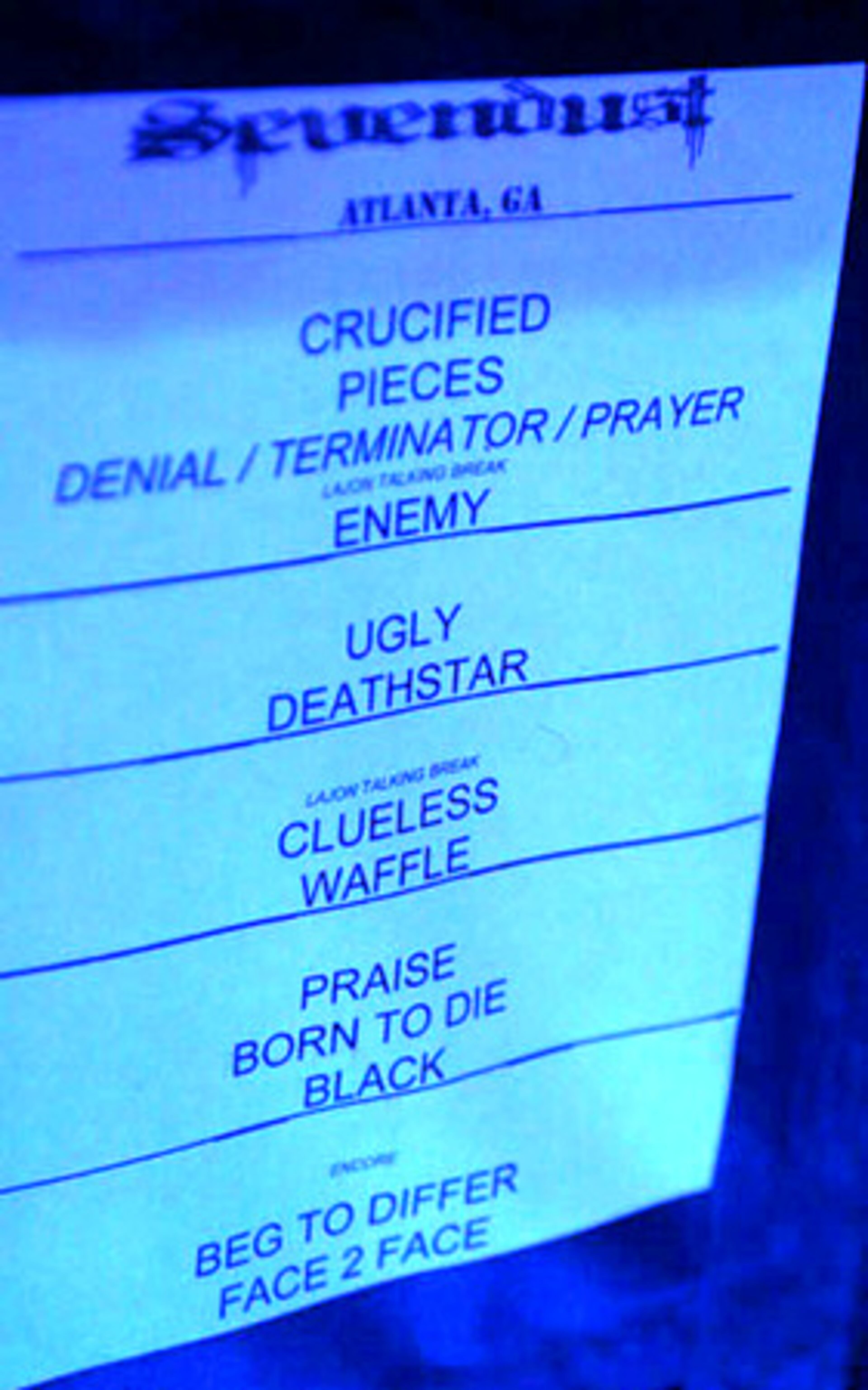 The Sevendust set list for Saturday night's homecoming concert.