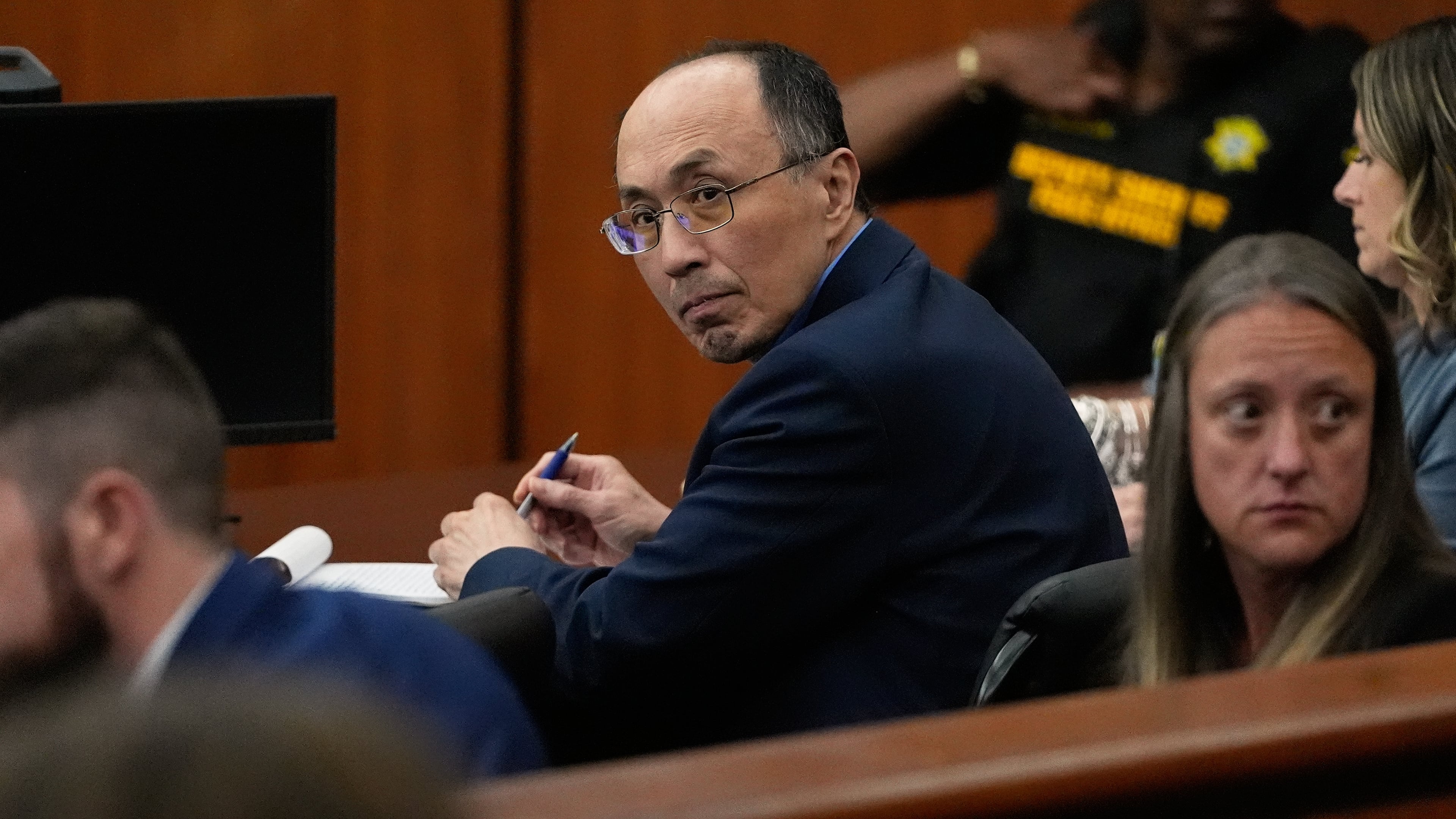 Chikei Rick Chow, a convenience store owner accused in the 2023 fatal shooting of a Black 14-year-old, appears in court during closing arguments in his murder trial, Monday, June 1, 2026, in Columbia, S.C. (AP Photo/Erik Verduzco)