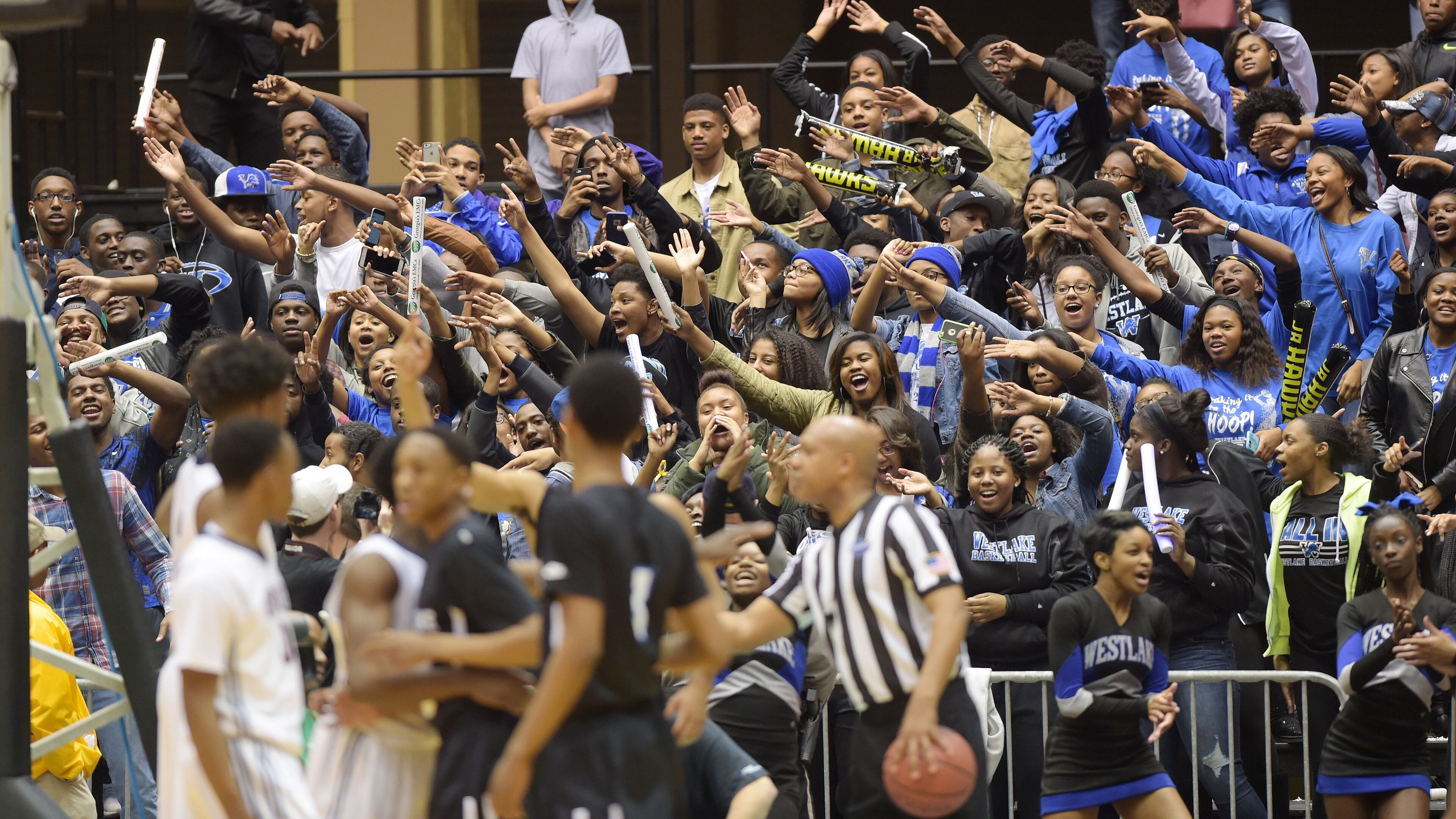 The Westlake Lions and Pebblebrook Falcons squared off in the Class AAAAAA boys championship game in 2016. (AJC)